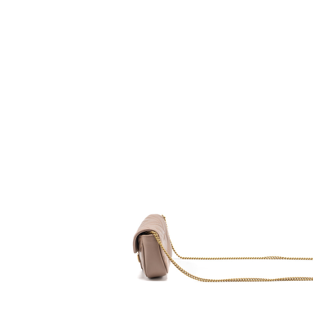 GUCCI SUPER MINI GG MARMONT BAG CALFSKIN BEIGE GHW