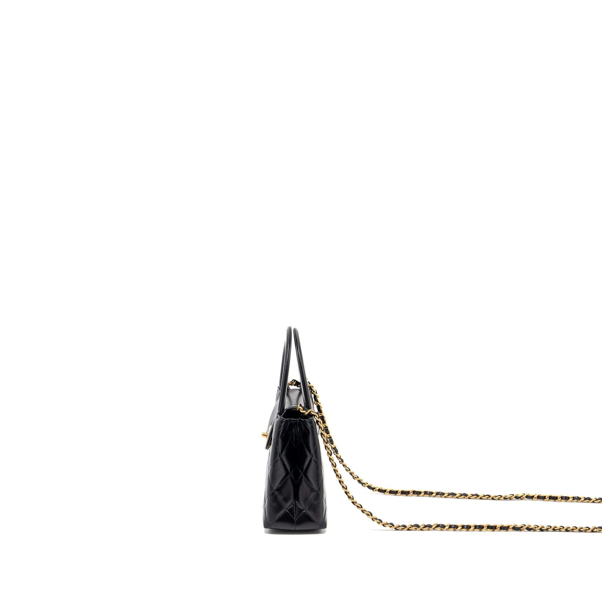 CHANEL 23K MINI SHOPPING TOTE KELLY BAG CALFSKIN BLACK GHW (MICROCHIP)