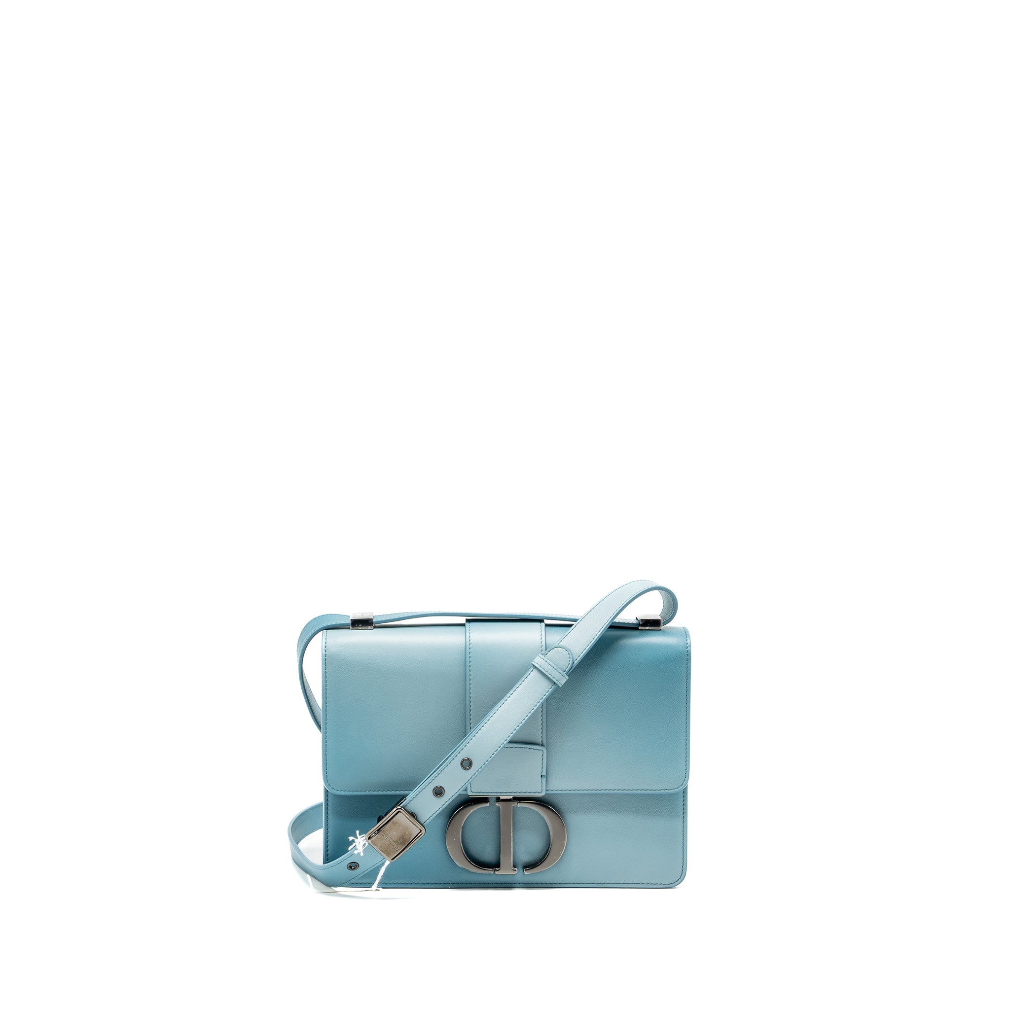 DIOR 30 MONTAIGNE MEDIUM FLAP BAG CALFSKIN GRADIENT BLUE WITH BLACK HARDWARE