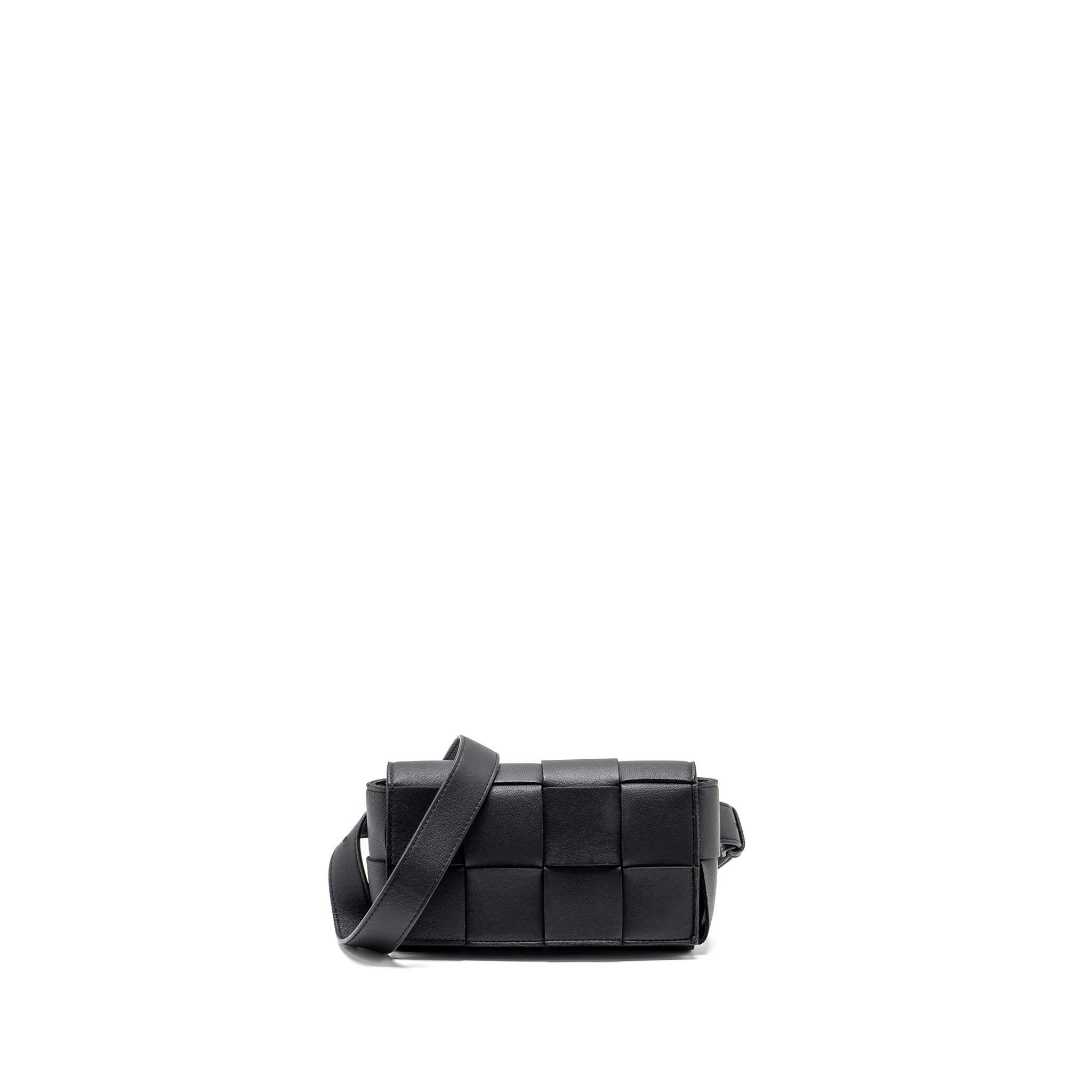 BOTTEGA VENETA CASSETTE BELT BAG LAMBSKIN BLACK GHW
