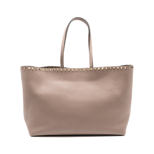 VALENTINO LARGE ROCKSTUD TOTE CALFSKIN PALE PINK LGHW