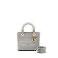 DIOR MEDIUM LADY D-LITE BAG CANNAGE EMBROIDERY GREY LGHW
