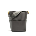 CELINE SANGLE BUCKET BAG GRAINED CALFSKIN GREY GHW