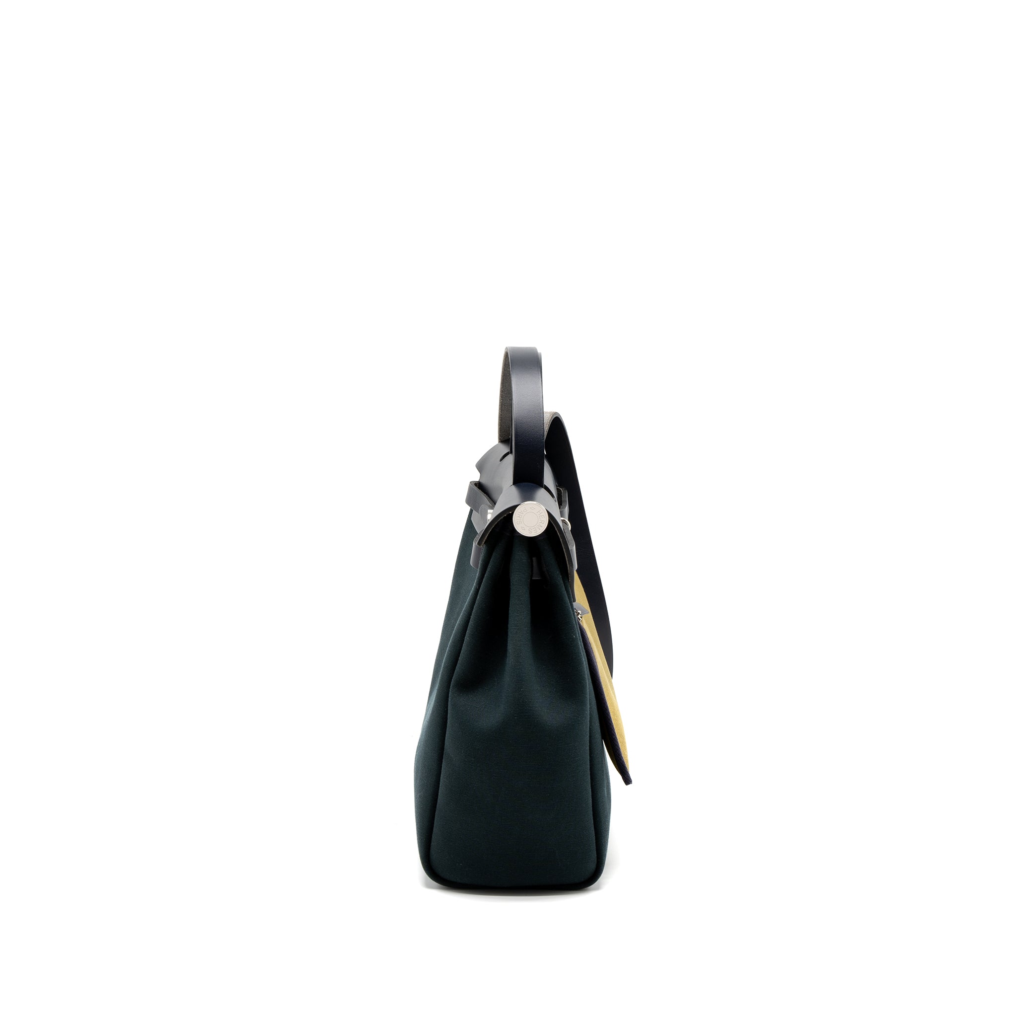 HERMES HERBAG 31 ZIP BAG CANVAS/VACHE HUNTER VERT CYPRES/VERT OLIVE/BLUE INDIGO SHW