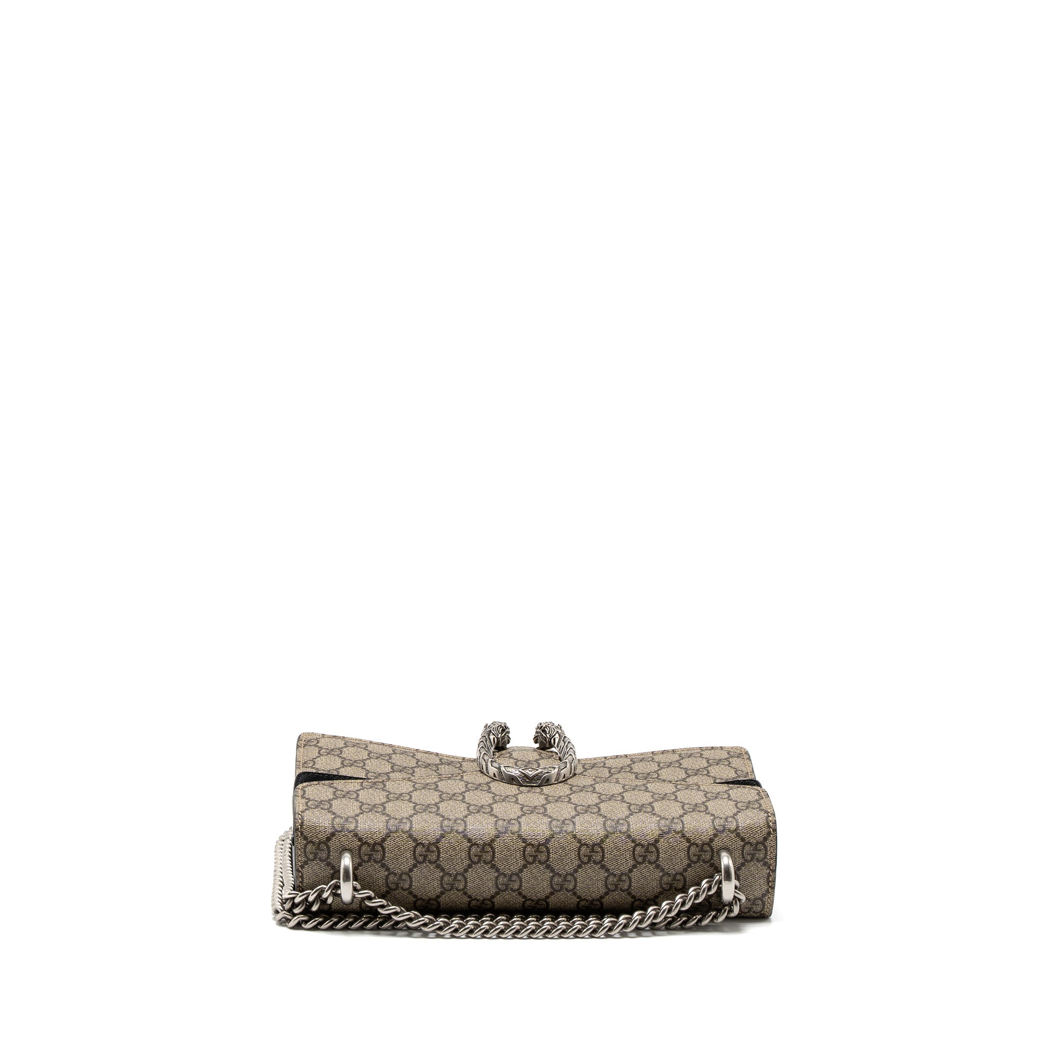 GUCCI DIONYSUS SHOULDER BAG GG SUPREME CANVAS BLACK/BROWN RUTHENIUM SILVER HARDWARE
