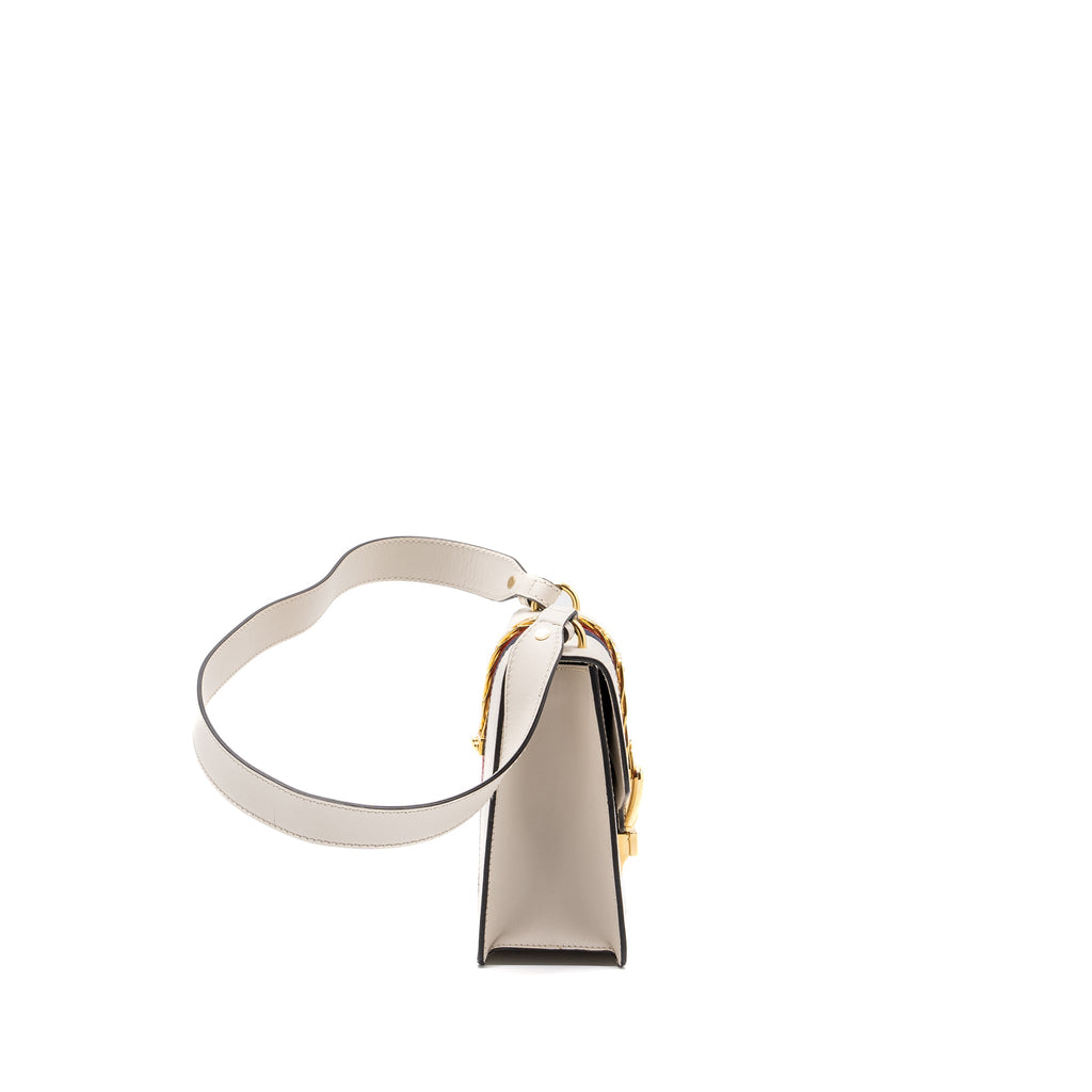GUCCI SYLVIE SHOULDER BAG CALFSKIN WHITE GHW
