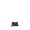 CHANEL 21A GOLD CRUSH COIN PURSE WITH CHAIN CALFSKIN BLACK GHW