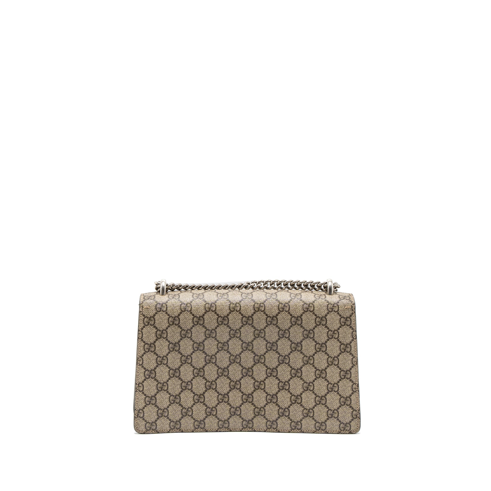 GUCCI DIONYSUS SHOULDER BAG GG SUPREME CANVAS BLACK/BROWN RUTHENIUM SILVER HARDWARE