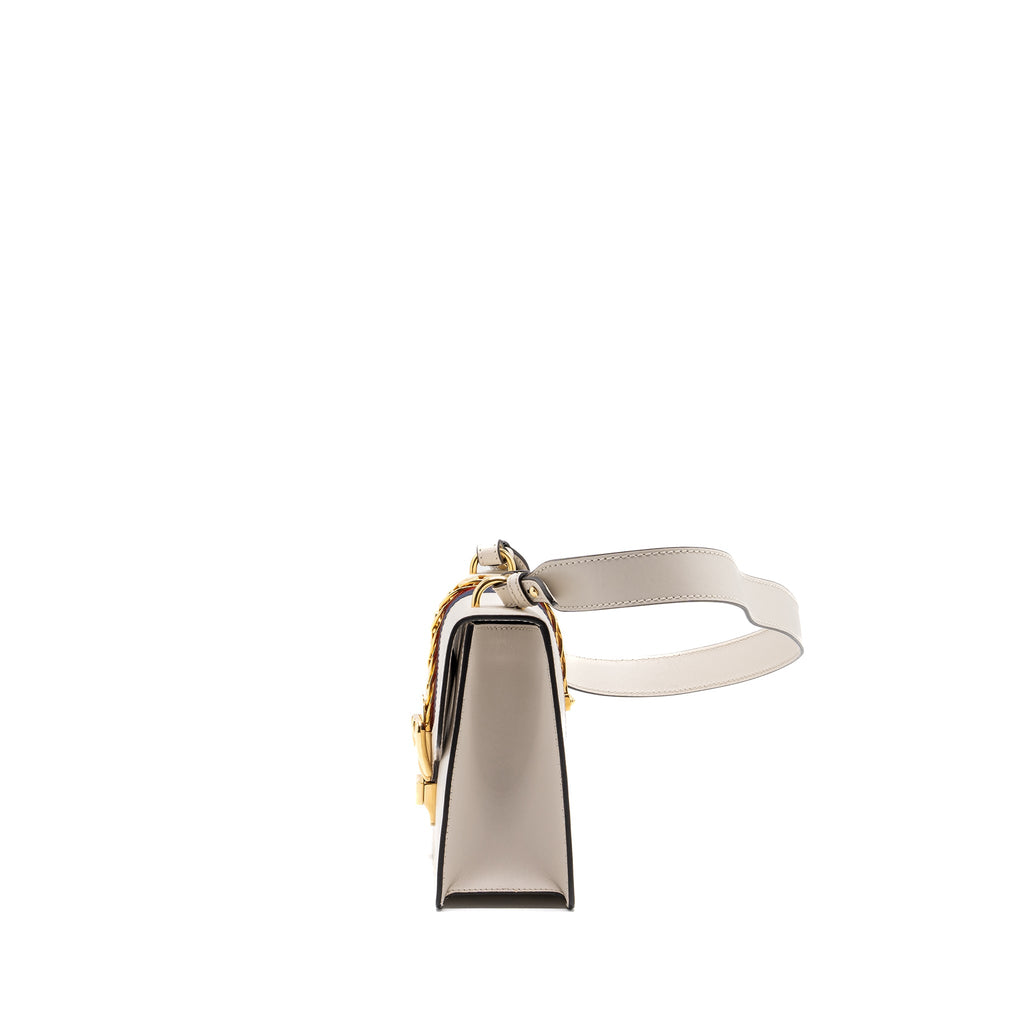 GUCCI SYLVIE SHOULDER BAG CALFSKIN WHITE GHW