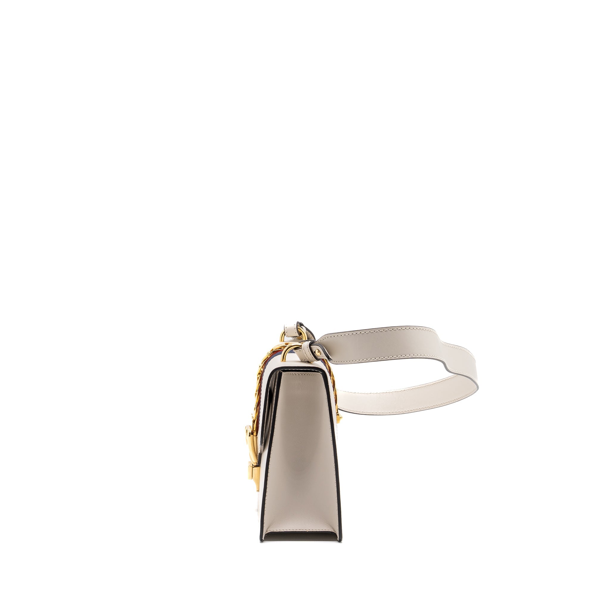 GUCCI SYLVIE SHOULDER BAG CALFSKIN WHITE GHW