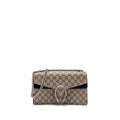 GUCCI DIONYSUS SHOULDER BAG GG SUPREME CANVAS BLACK/BROWN RUTHENIUM SILVER HARDWARE