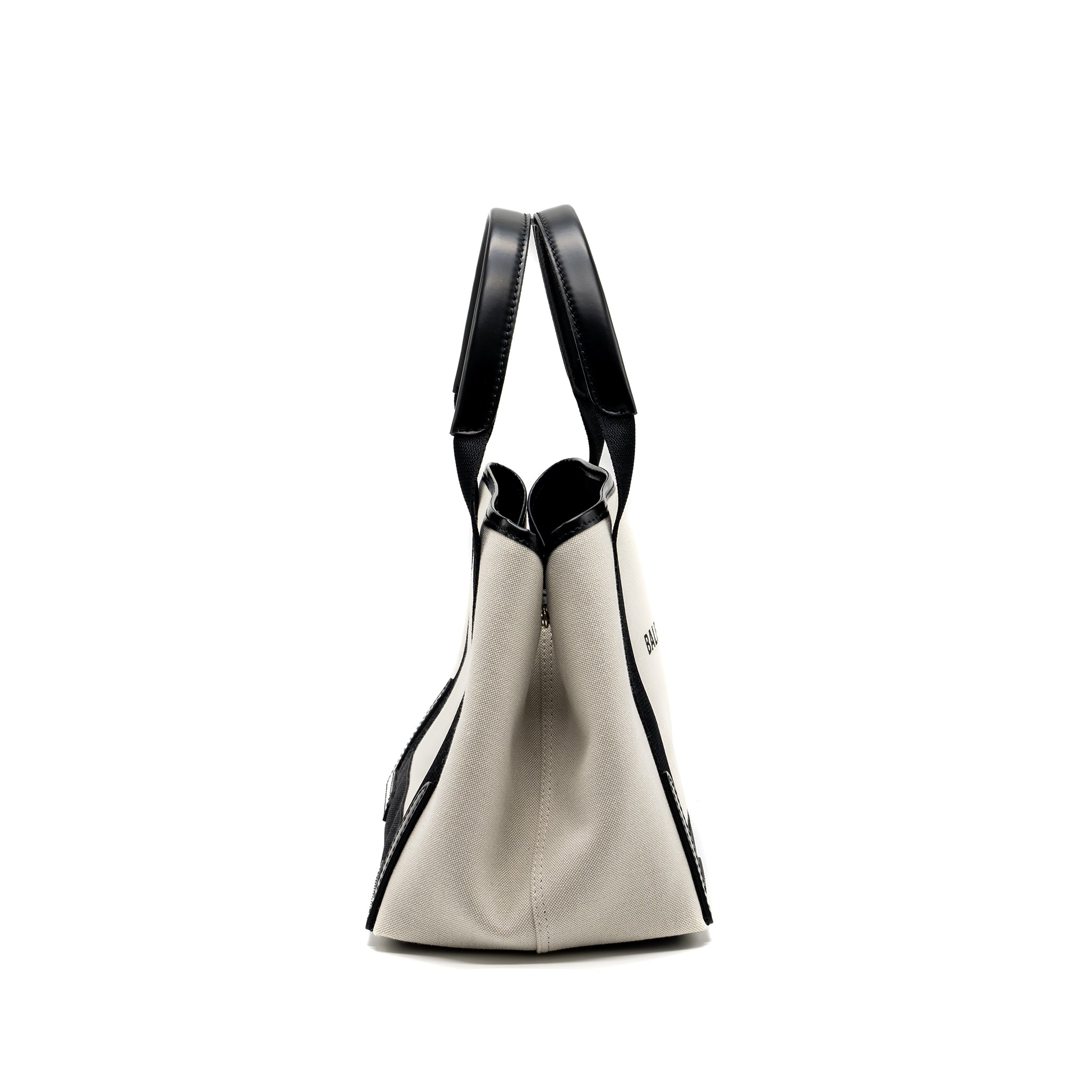 BALENCIAGA CABAS TOTE BAG CANVAS/CALFSKIN BEIGE/BLACK SHW