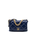 CHANEL MAXI 19 BAG GOATSKIN DARK BLUE MULTICOLOUR HARDWARE