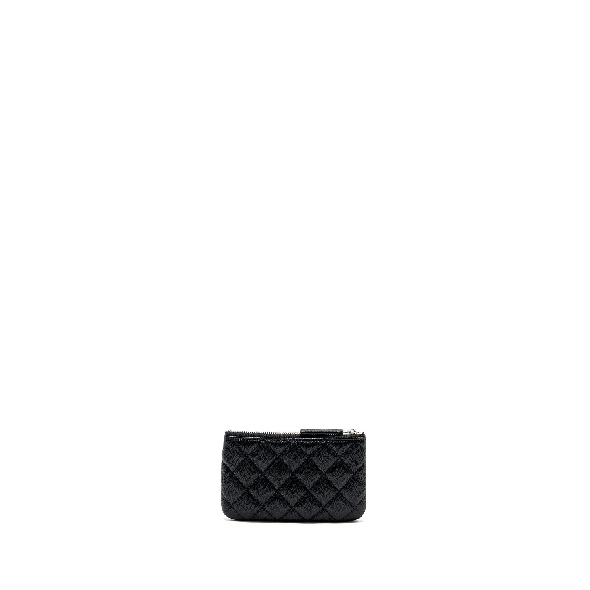 CHANEL COCO CHANEL ON CC LOGO MINI OCASE ZIP POUCH CAVIAR BLACK SHW (MICROCHIP)