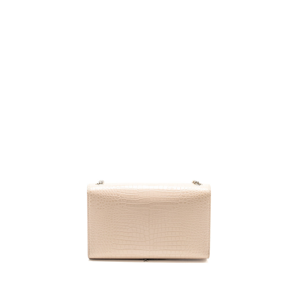 SAINT LAURENT/YSL KATE BAG CROC-EMBOSSED CALFSKIN BEIGE SHW