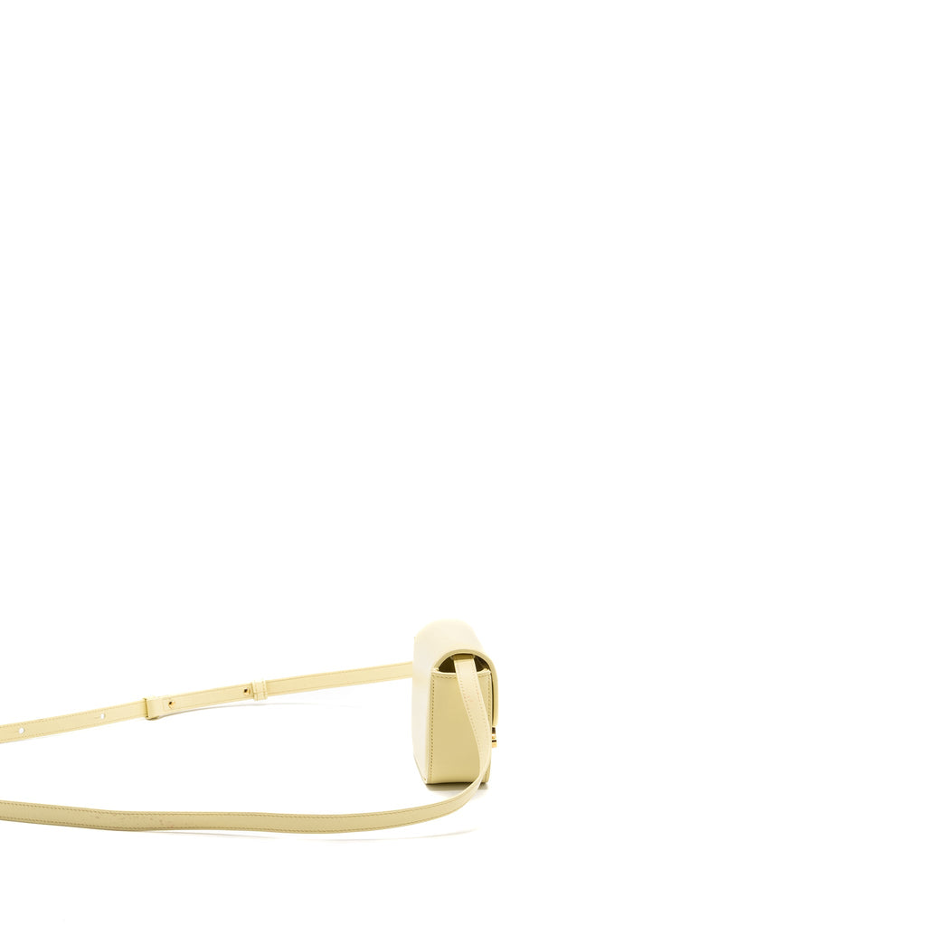 CELINE MINI CLAUDE SHINY CALFSKIN LIGHT YELLOW GHW