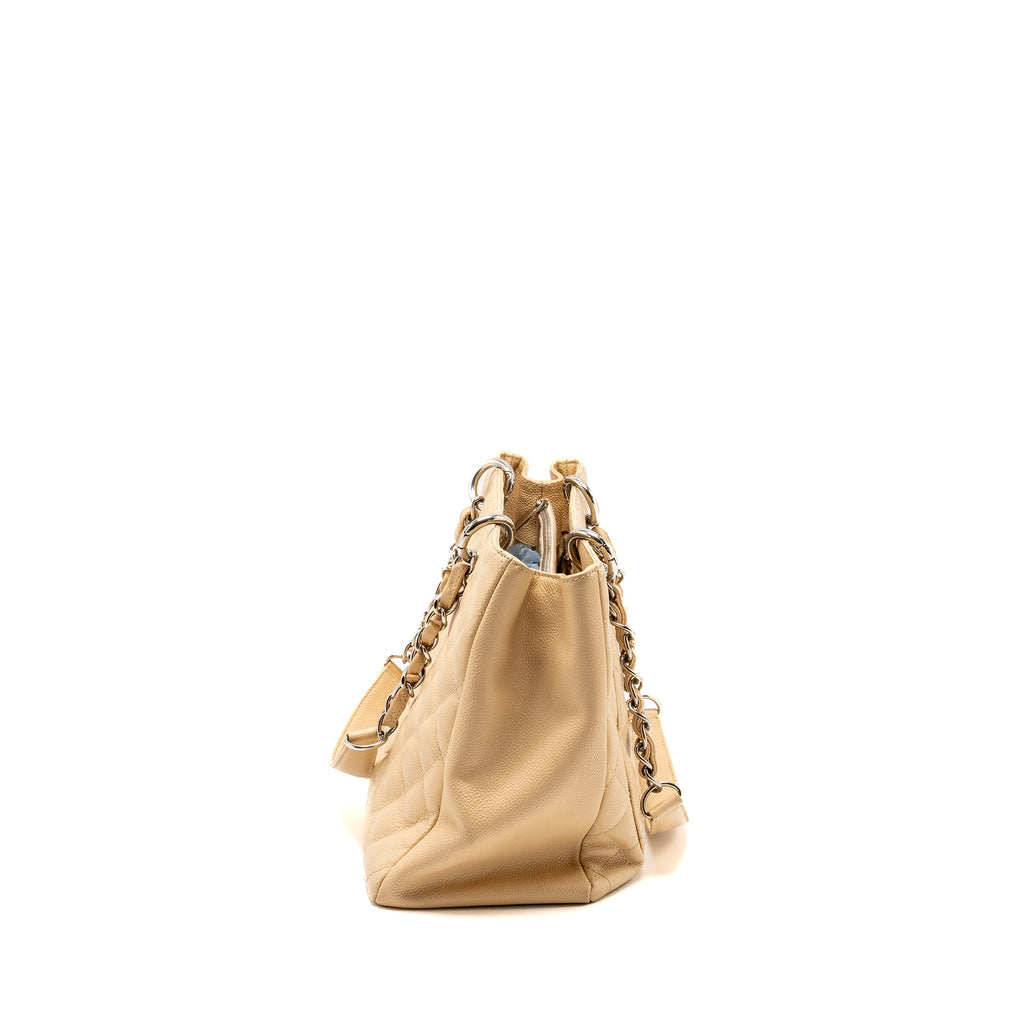 CHANEL GRAND SHOPPING TOTE BAG CAVIAR BEIGE SHW