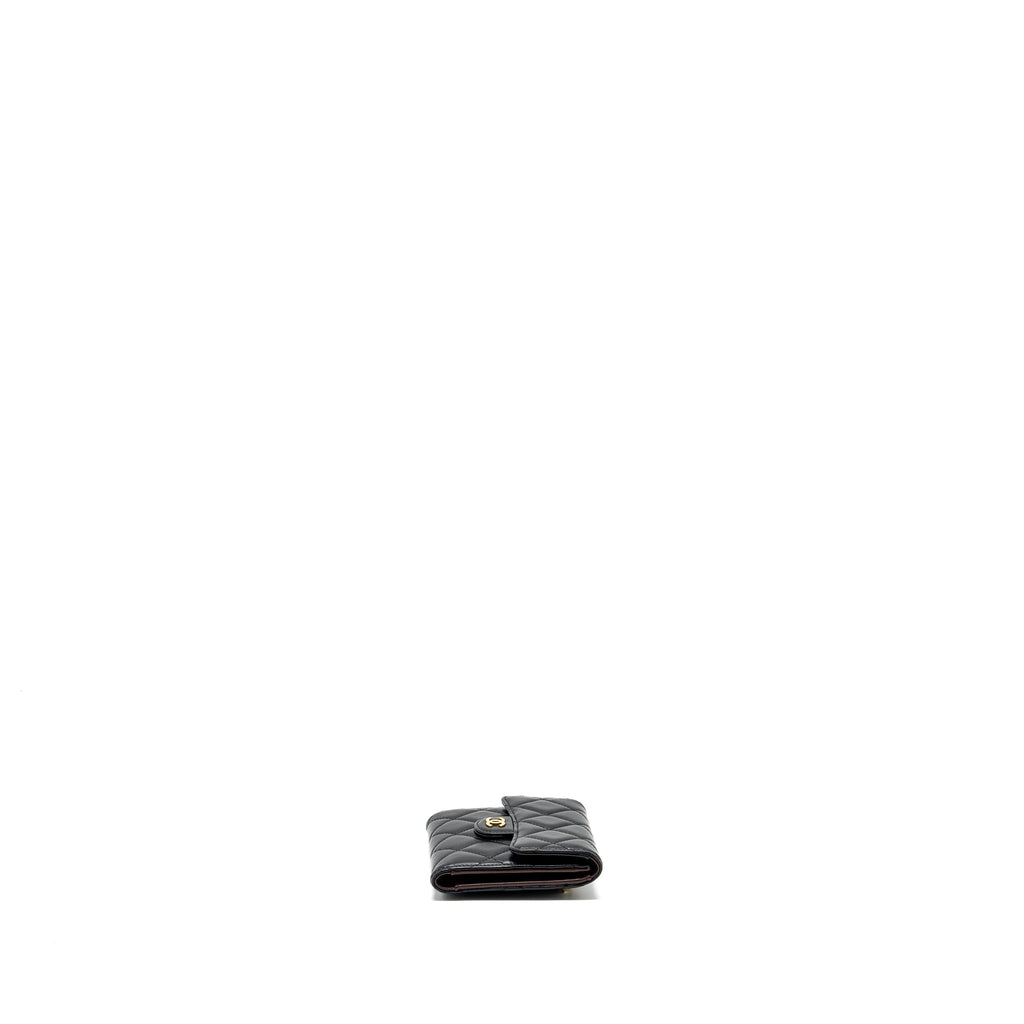 CHANEL CLASSIC COMPACT WALLET LAMBSKIN BLACK GHW