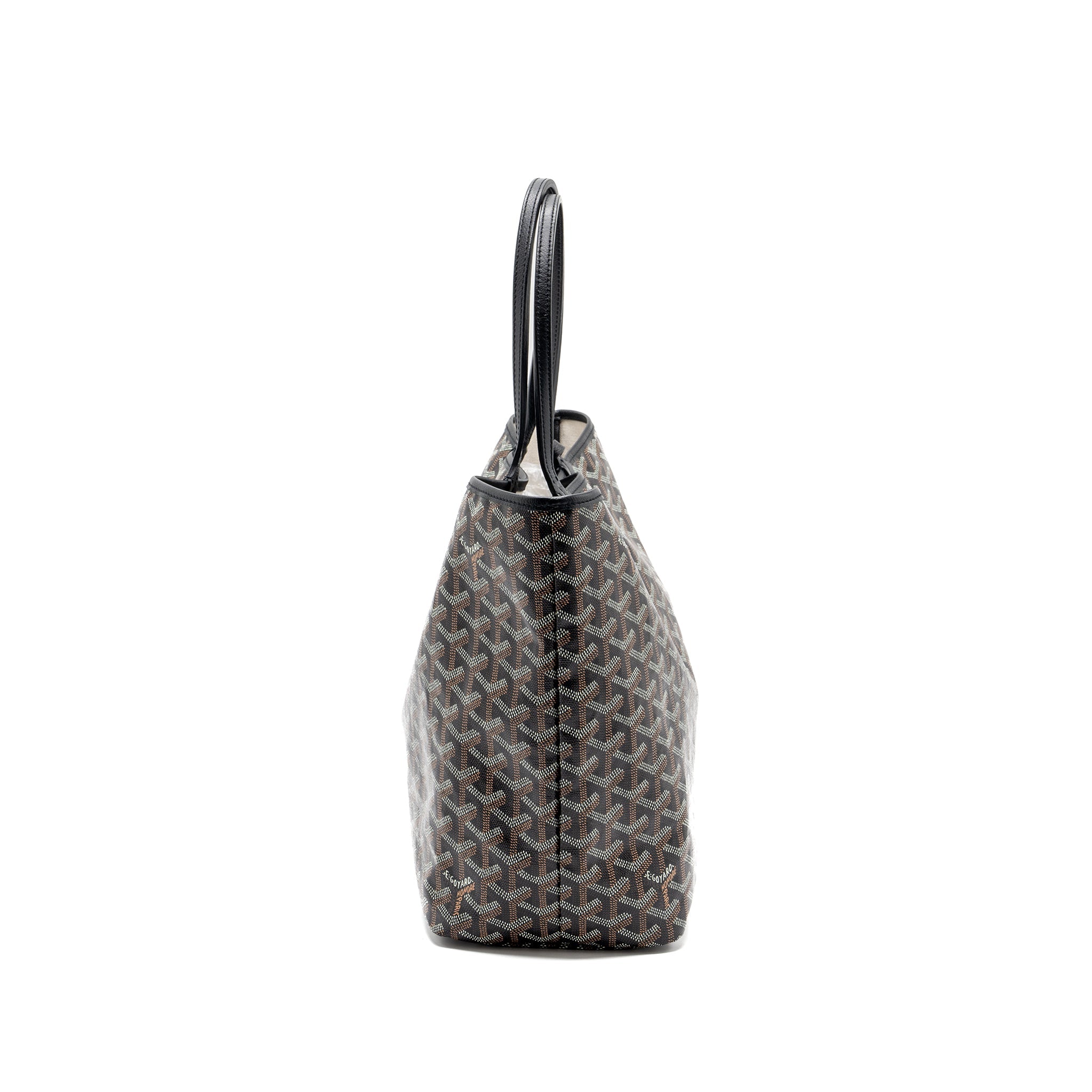 GOYARD SAINT LOUIS PM TOTE BAG GOYARDLINE CANVAS / LEATHER BLACK SHW
