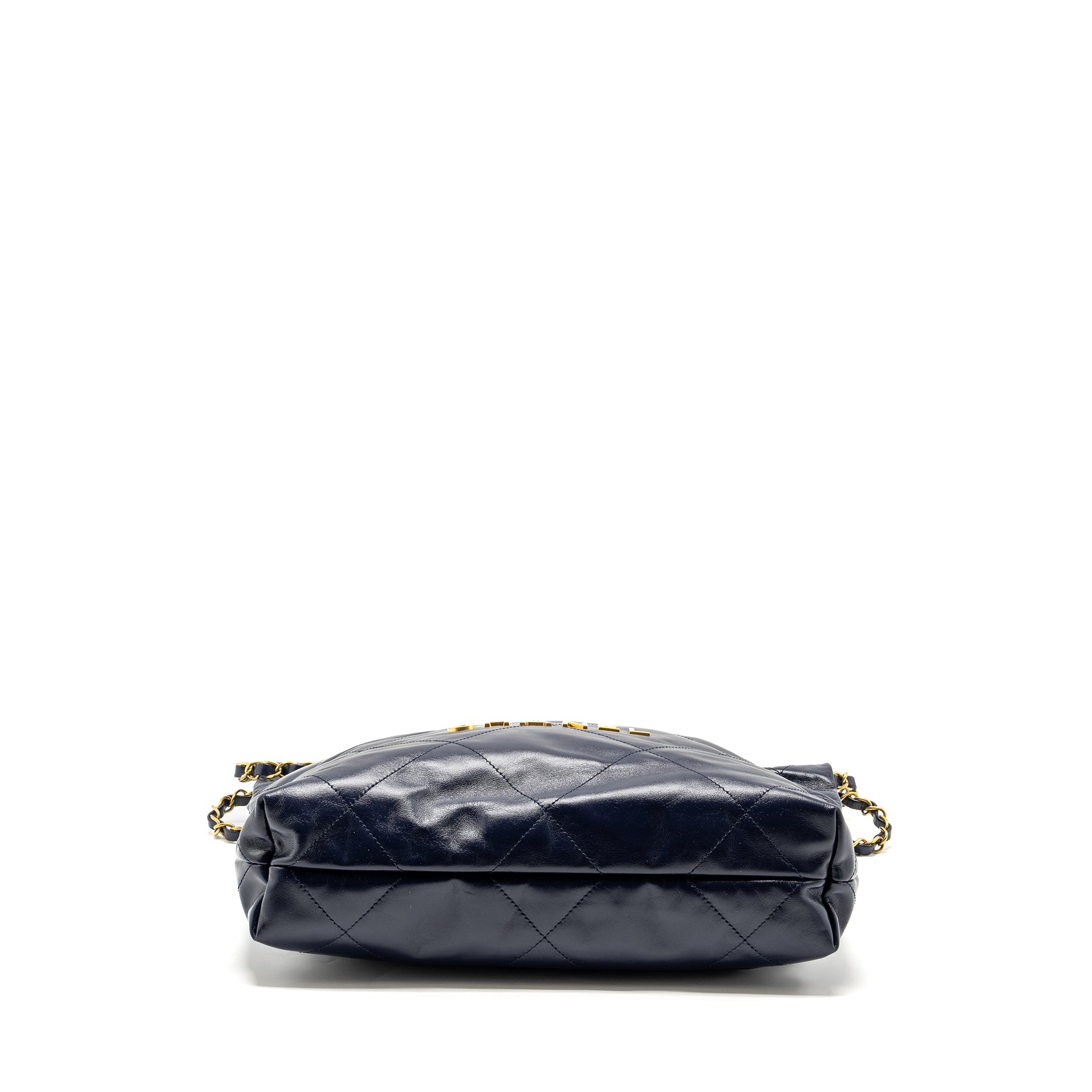 CHANEL SMALL 22 BAG CALFSKIN DARK BLUE GHW (MICROCHIP)