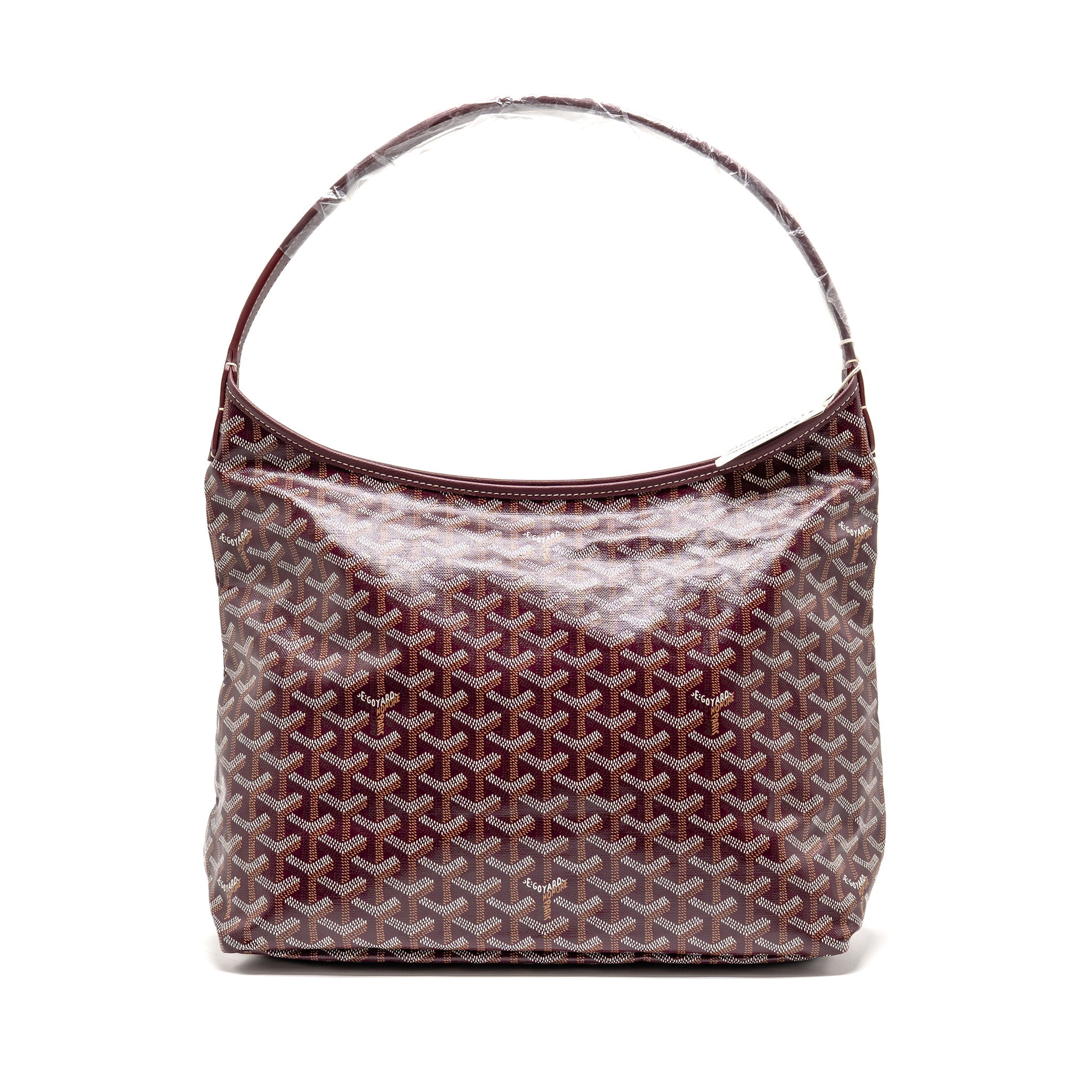 GOYARD BOHEME HOBO PM BAG GOYARDINE CANVAS/CALFSKIN BURGUNDY SHW