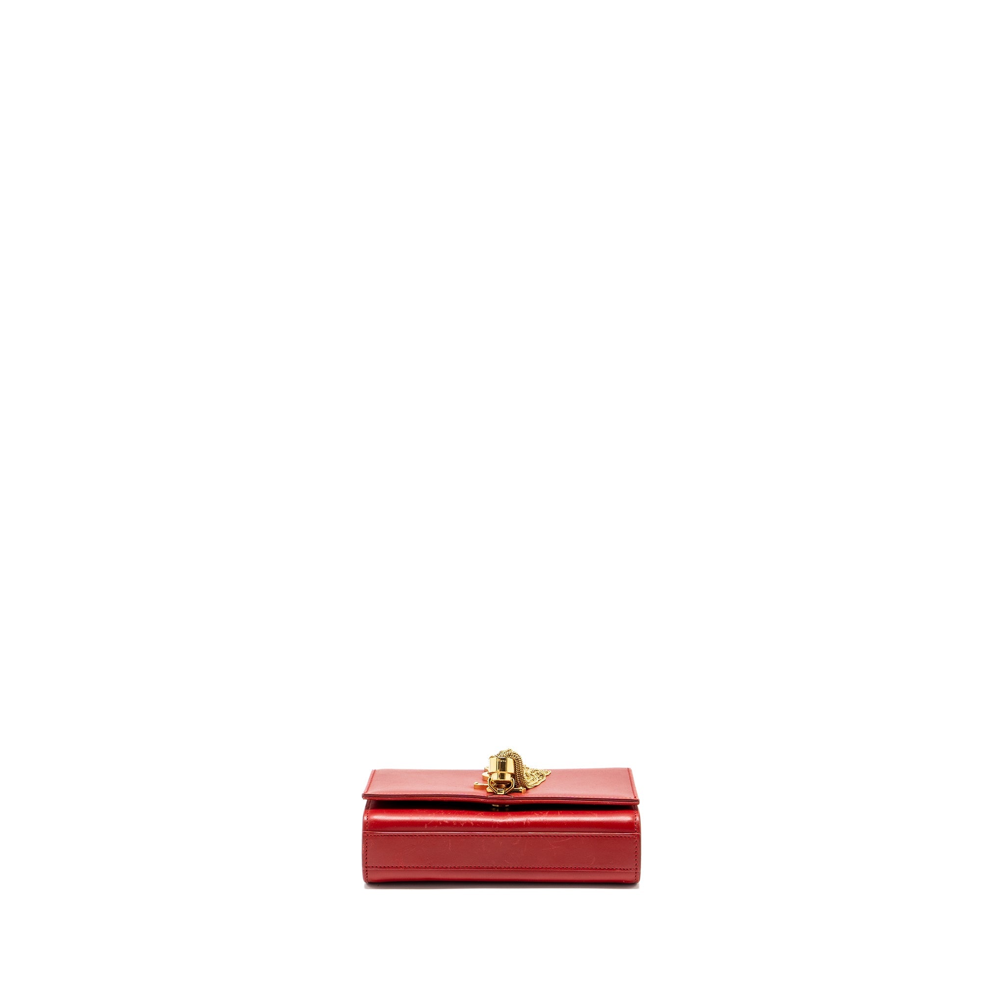 SAINT LAURENT/YSL SMALL KATE BAG TASSEL CALFSKIN RED GHW