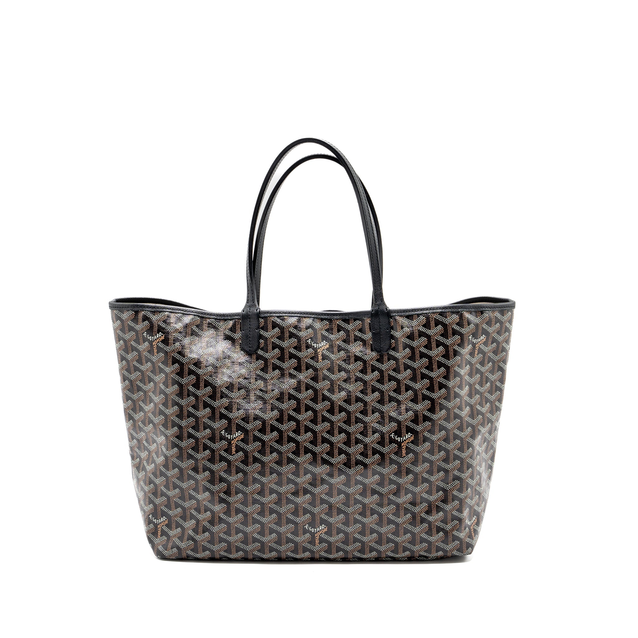 GOYARD SAINT LOUIS PM TOTE BAG GOYARDLINE CANVAS / LEATHER BLACK SHW