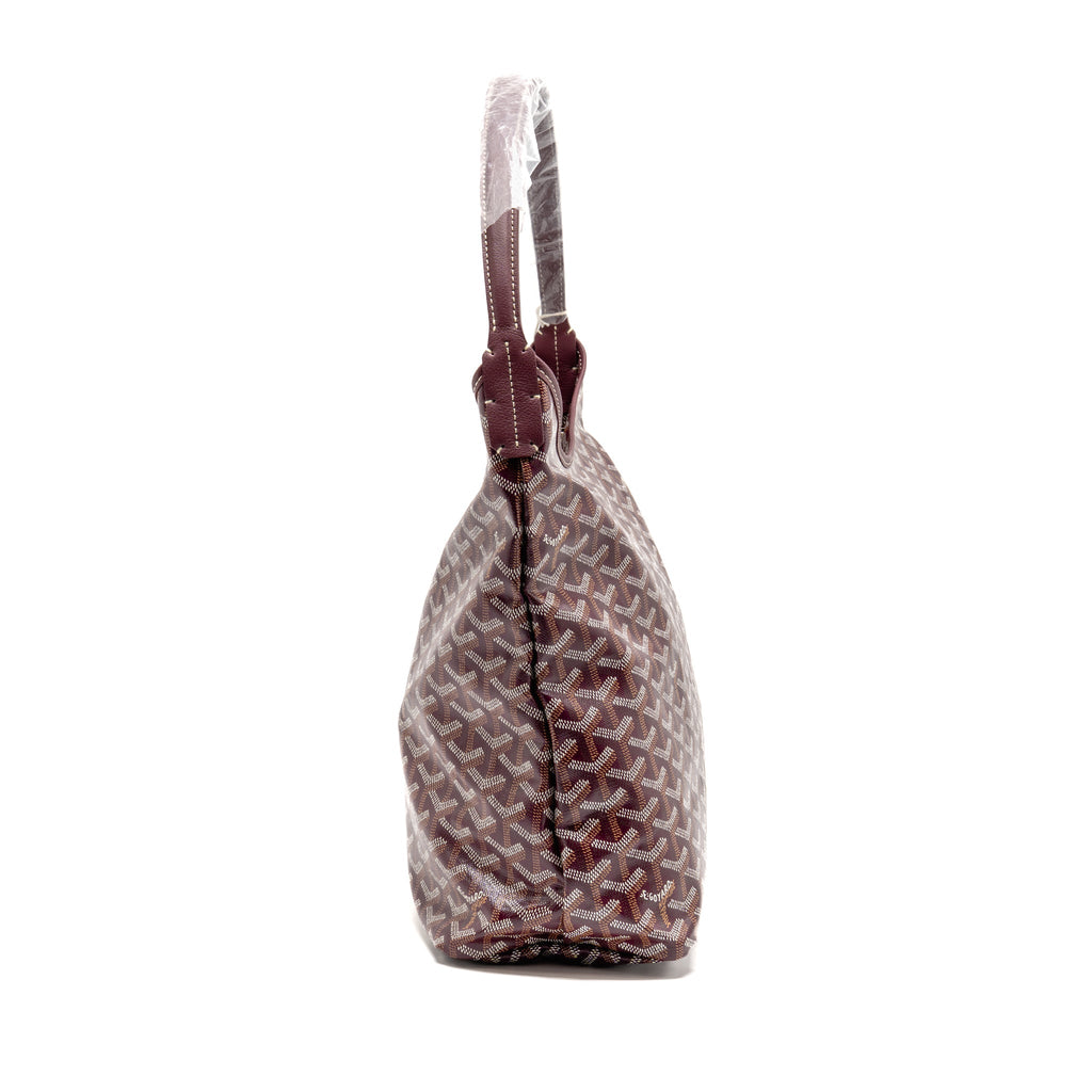 GOYARD BOHEME HOBO PM BAG GOYARDINE CANVAS/CALFSKIN BURGUNDY SHW