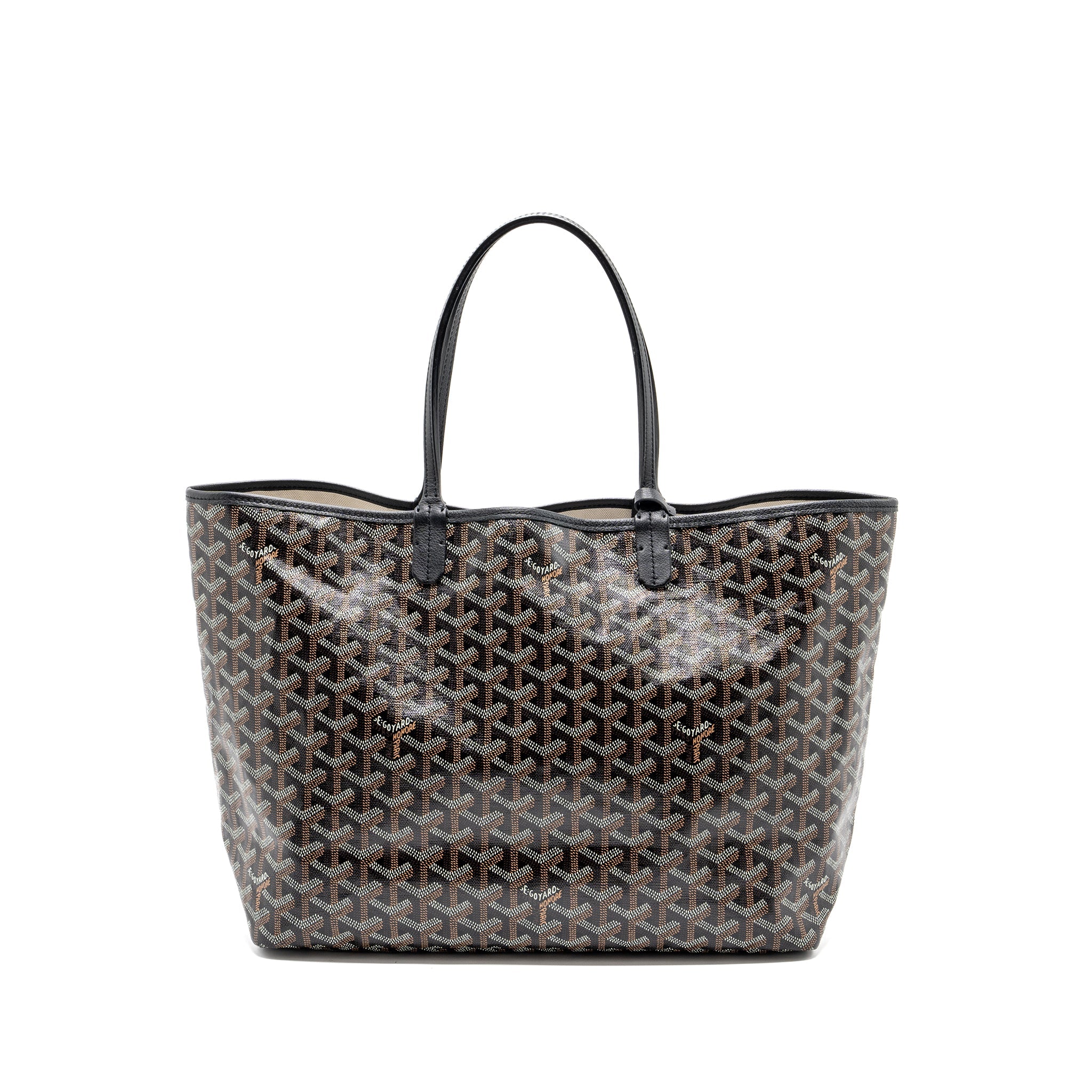GOYARD SAINT LOUIS PM TOTE BAG GOYARDLINE CANVAS / LEATHER BLACK SHW