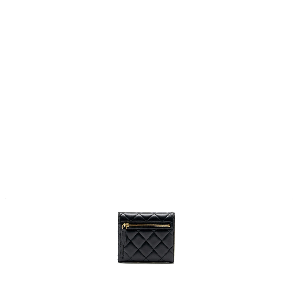 CHANEL CLASSIC COMPACT WALLET LAMBSKIN BLACK GHW