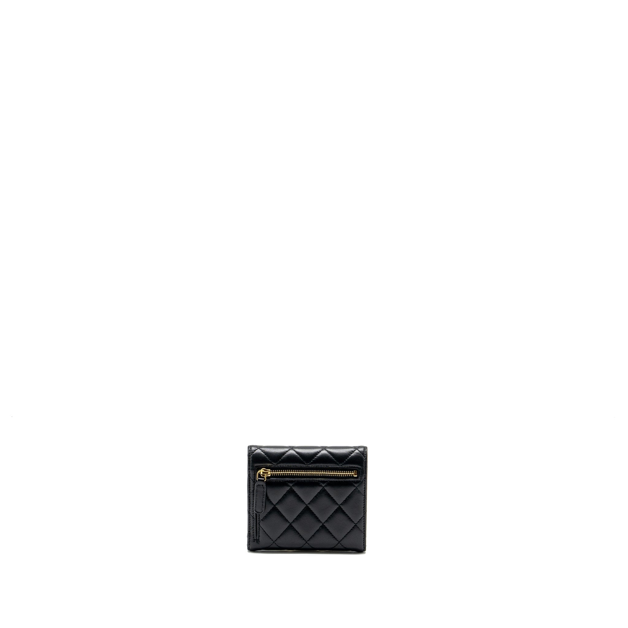 CHANEL CLASSIC COMPACT WALLET LAMBSKIN BLACK GHW