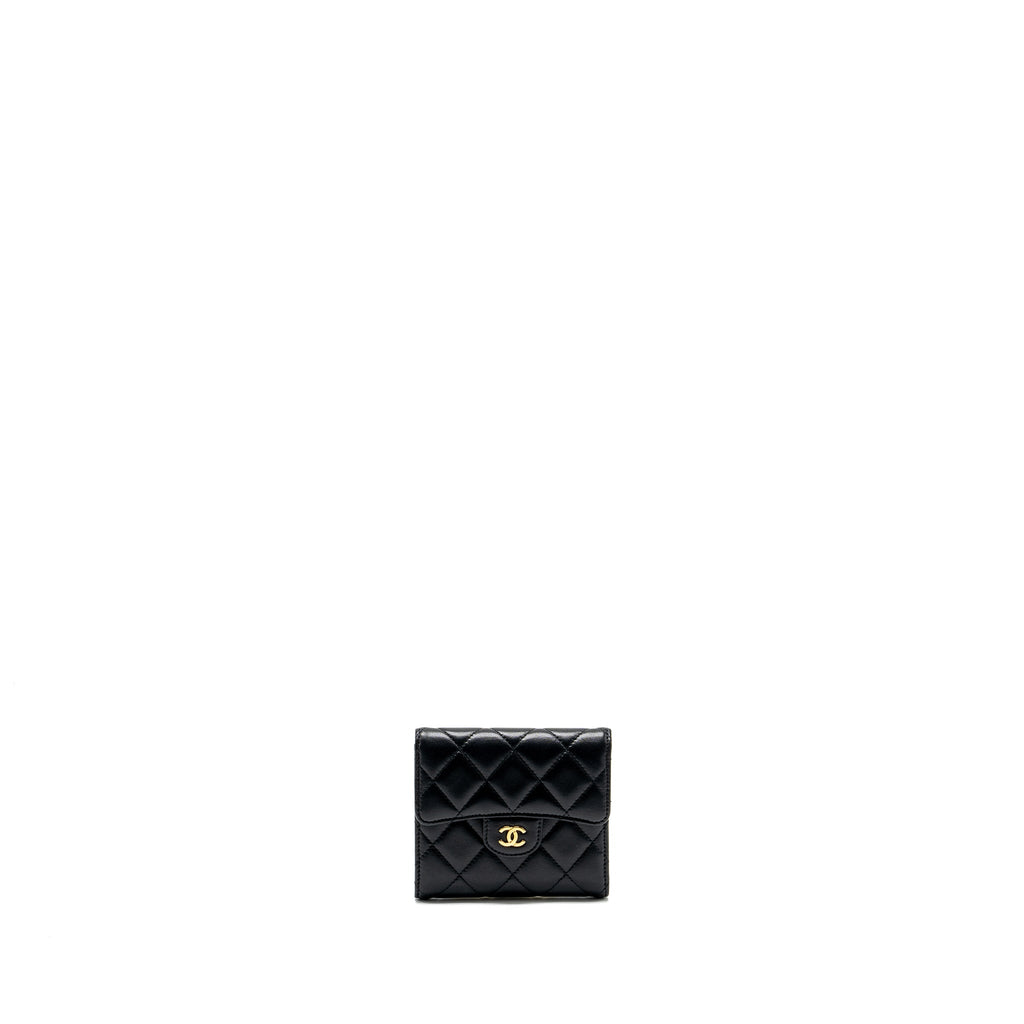CHANEL CLASSIC COMPACT WALLET LAMBSKIN BLACK GHW