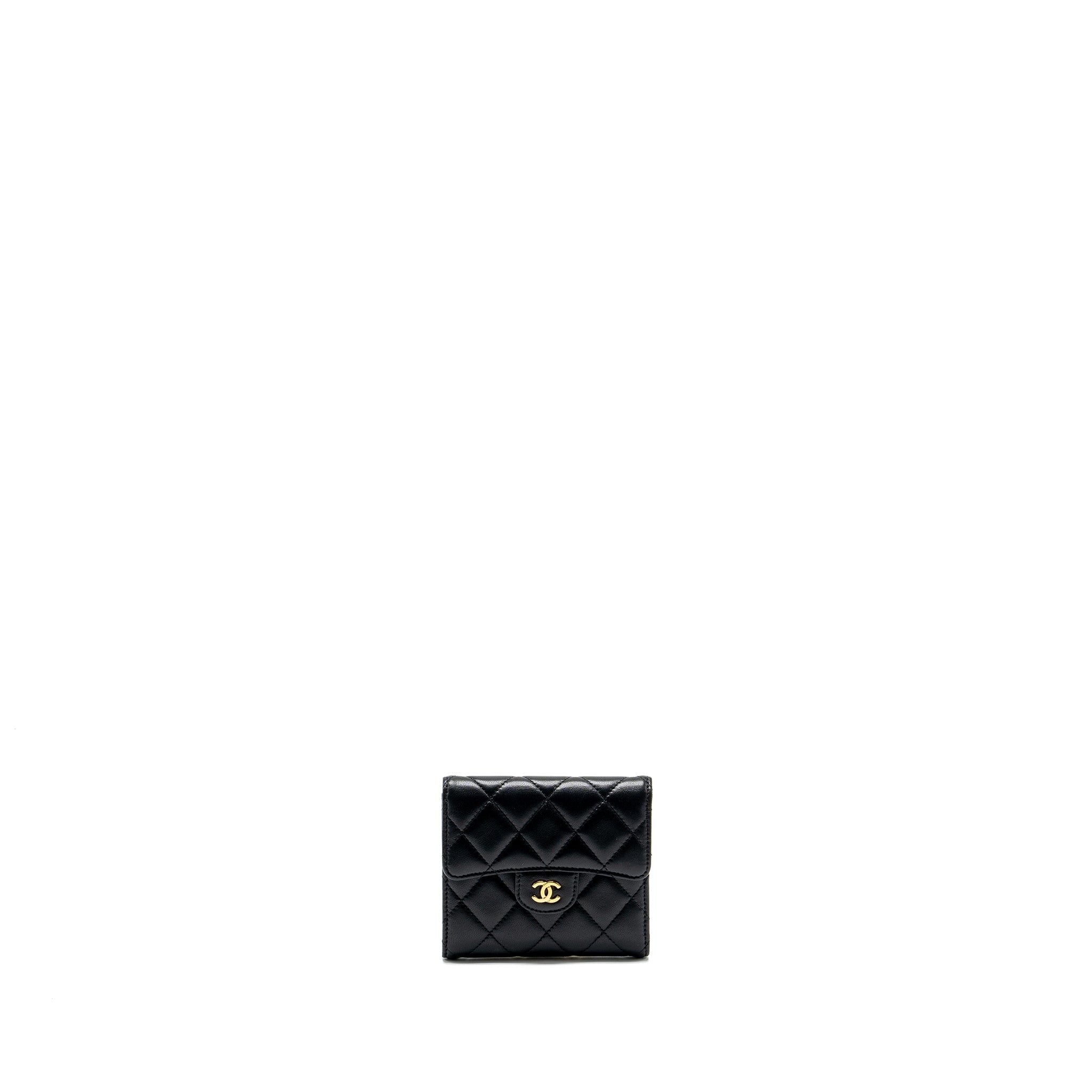 CHANEL CLASSIC COMPACT WALLET LAMBSKIN BLACK GHW