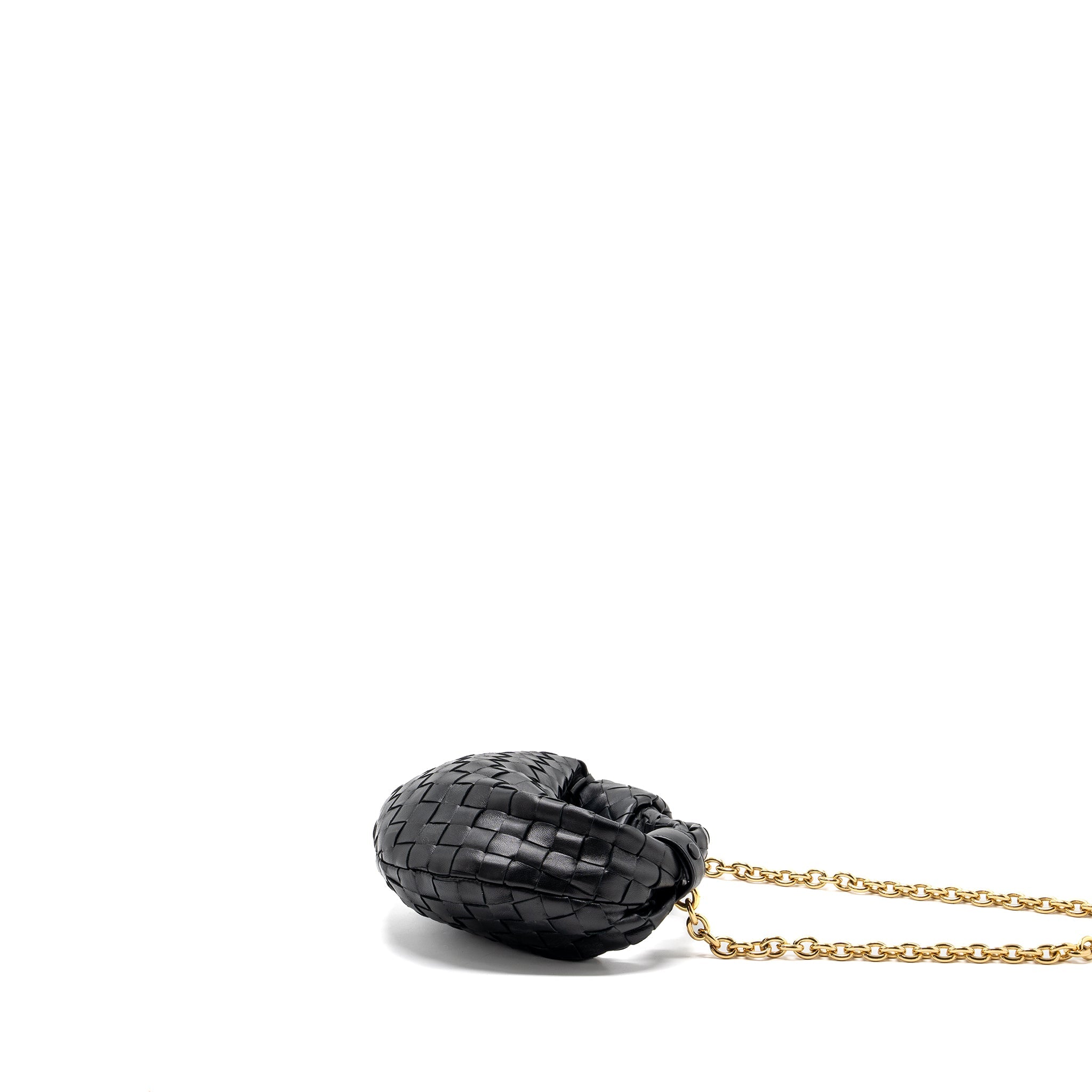BOTTEGA VENETA MINI JODIE CHAIN BAG LAMBSKIN BLACK GHW