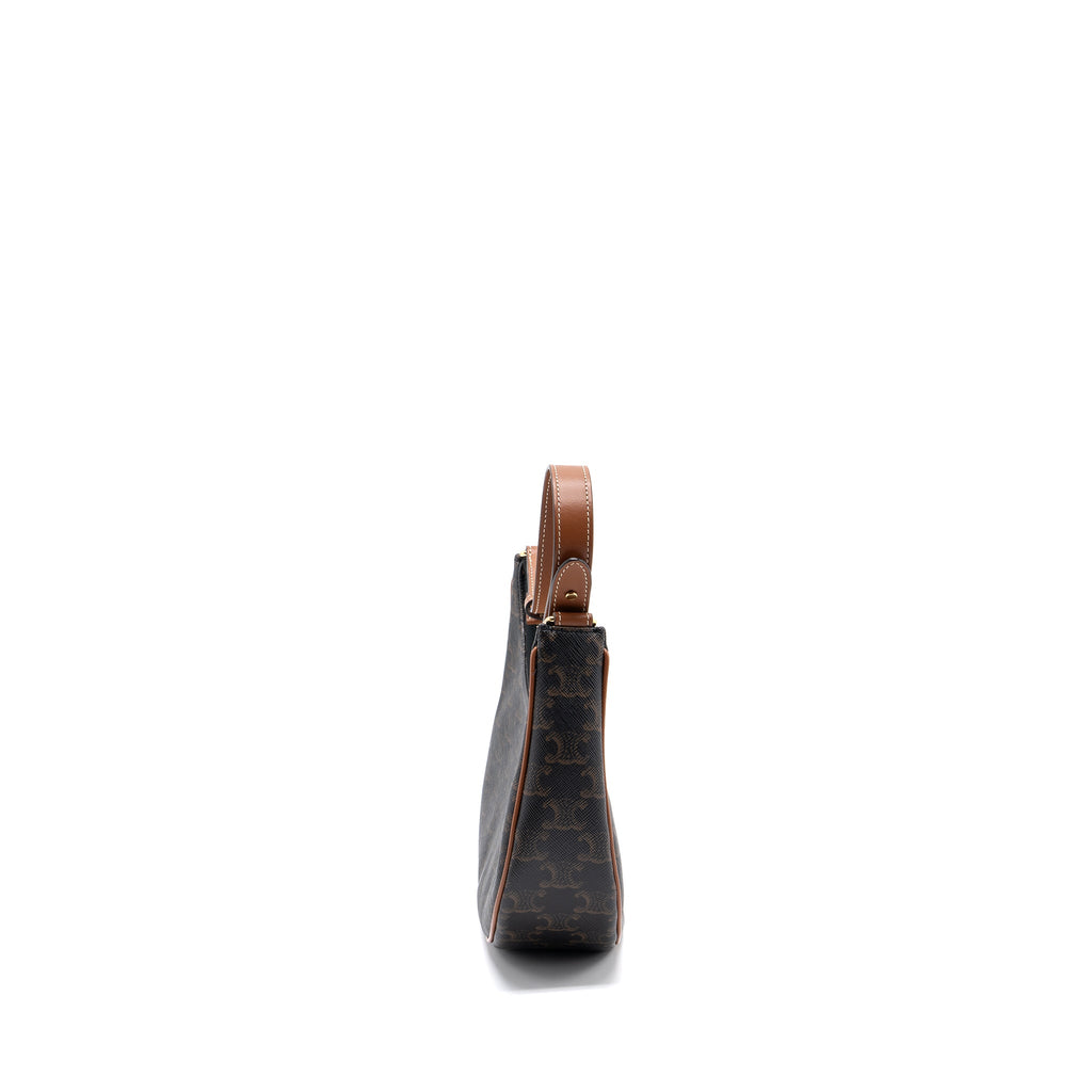 CELINE AVA BAG IN TRIOMPHE CANVAS AND CALFSKIN TAN