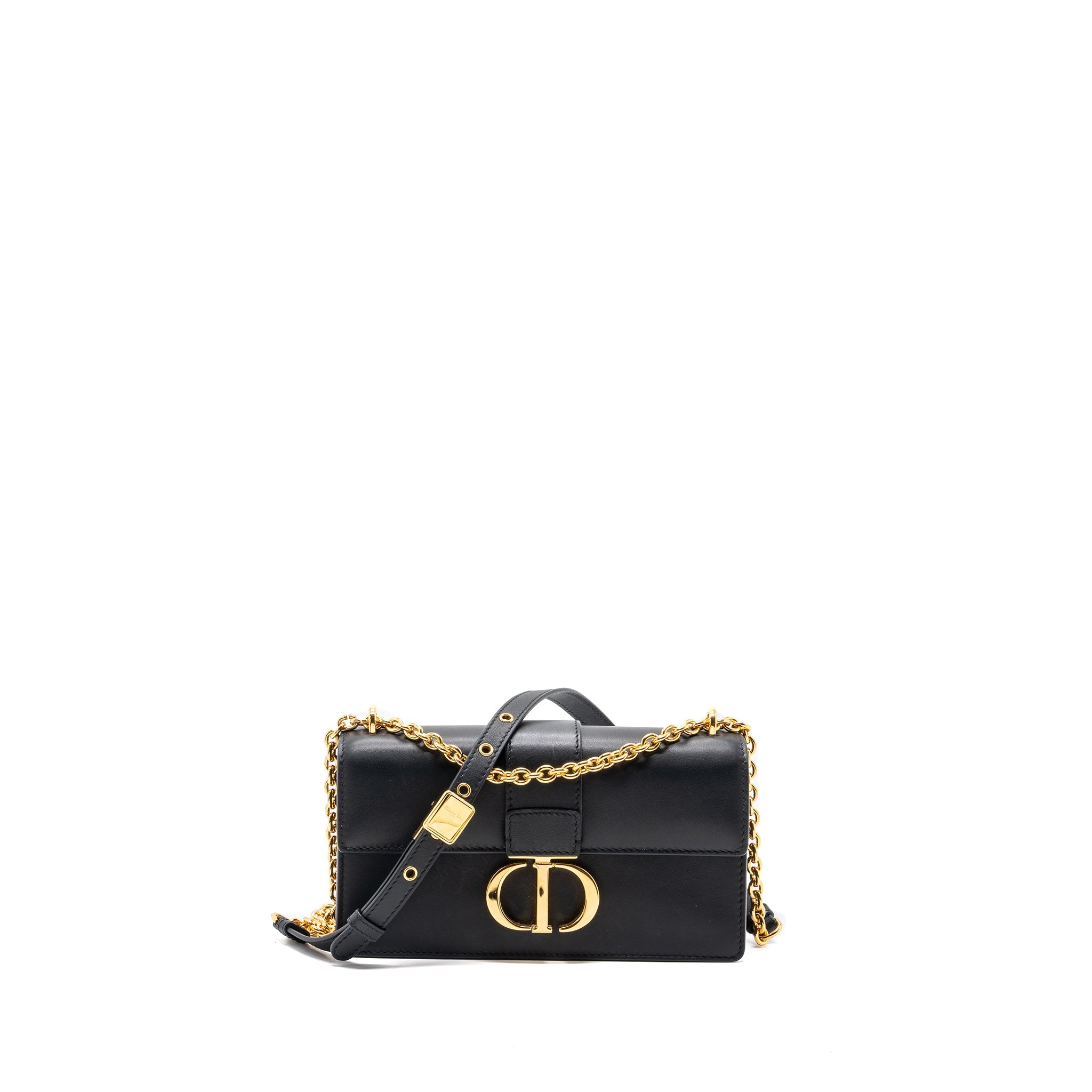 DIOR 30 MONTAIGNE EAST-WEST BAG WITH CHAIN CALFSKIN BLACK GHW