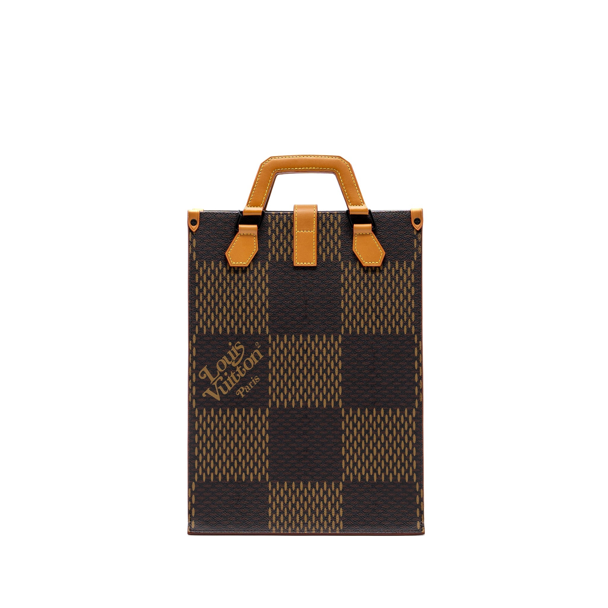 LOUIS VUITTON X NIGO GIANT TOTE DAMIER EBENE MONOGRAM CANVAS BROWN BLACK HARDWARE