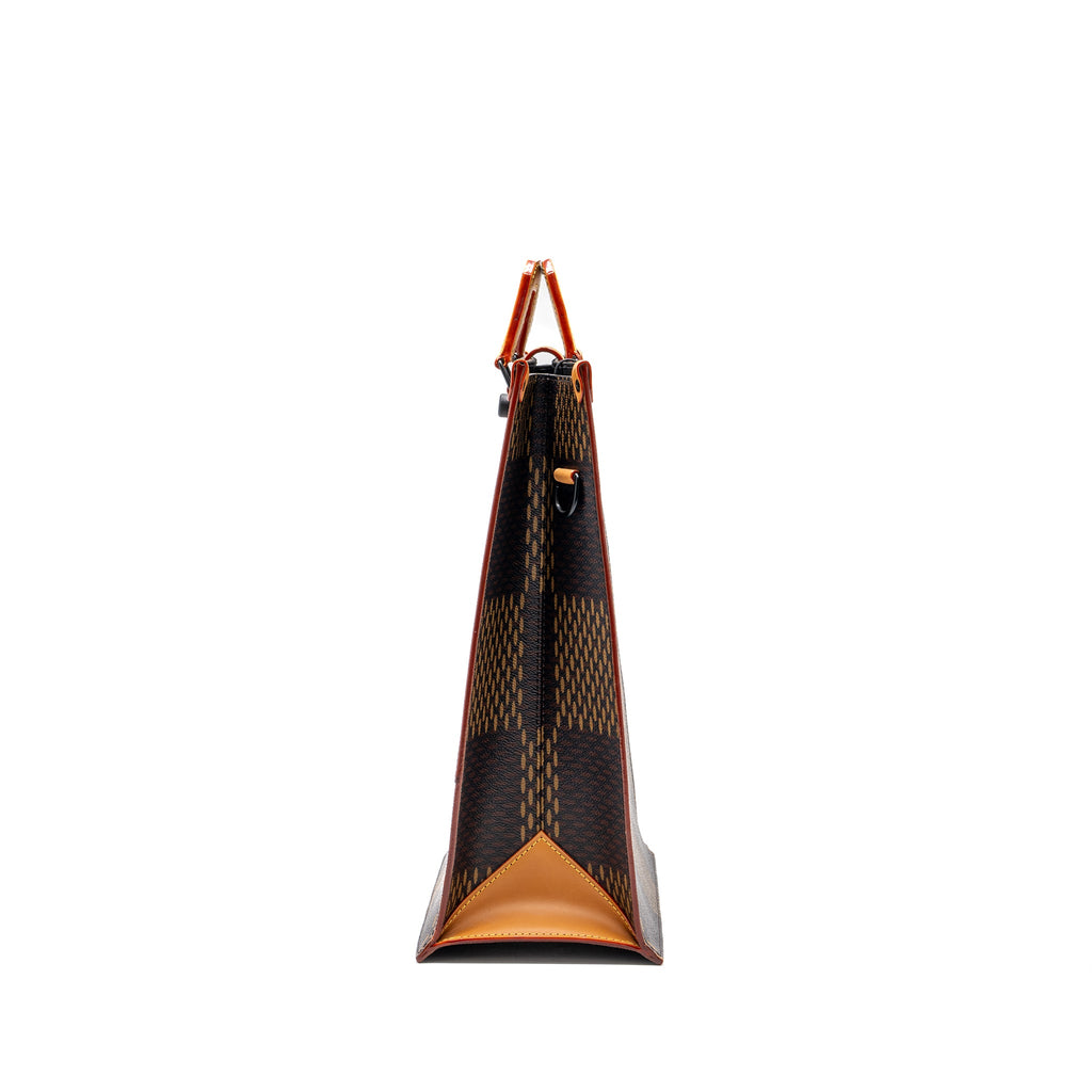 LOUIS VUITTON X NIGO GIANT TOTE DAMIER EBENE MONOGRAM CANVAS BROWN BLACK HARDWARE