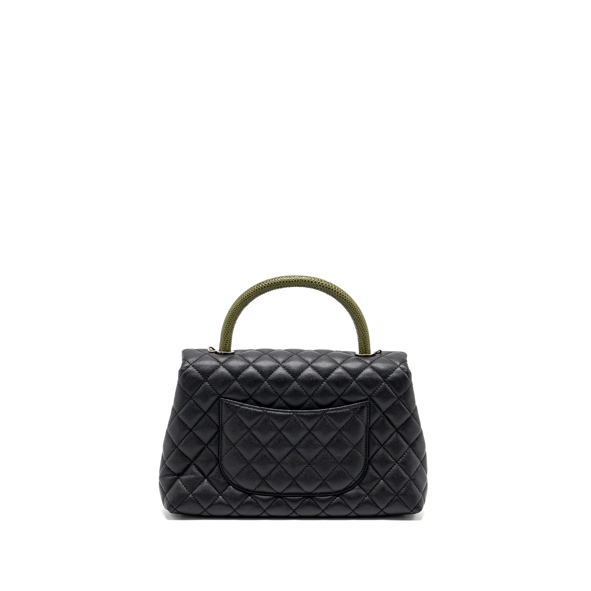 CHANEL MEDIUM COCO HANDLE CAVIAR / LIZARD HANDLE BLACK RUTHENIUM HARDWARE