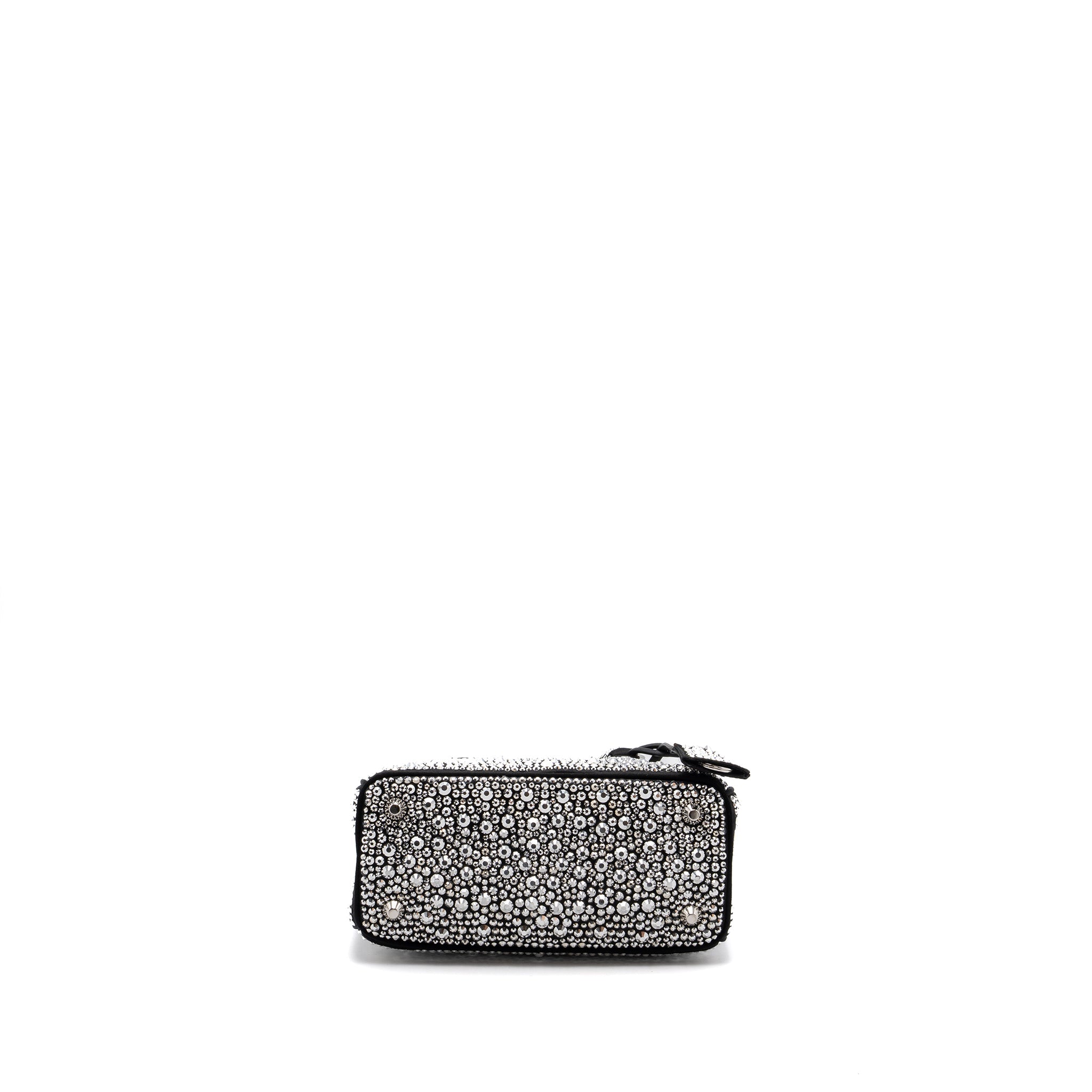 PRADA GALLERIA SATIN MINI BAG WITH CRYSTAL BLACK SHW