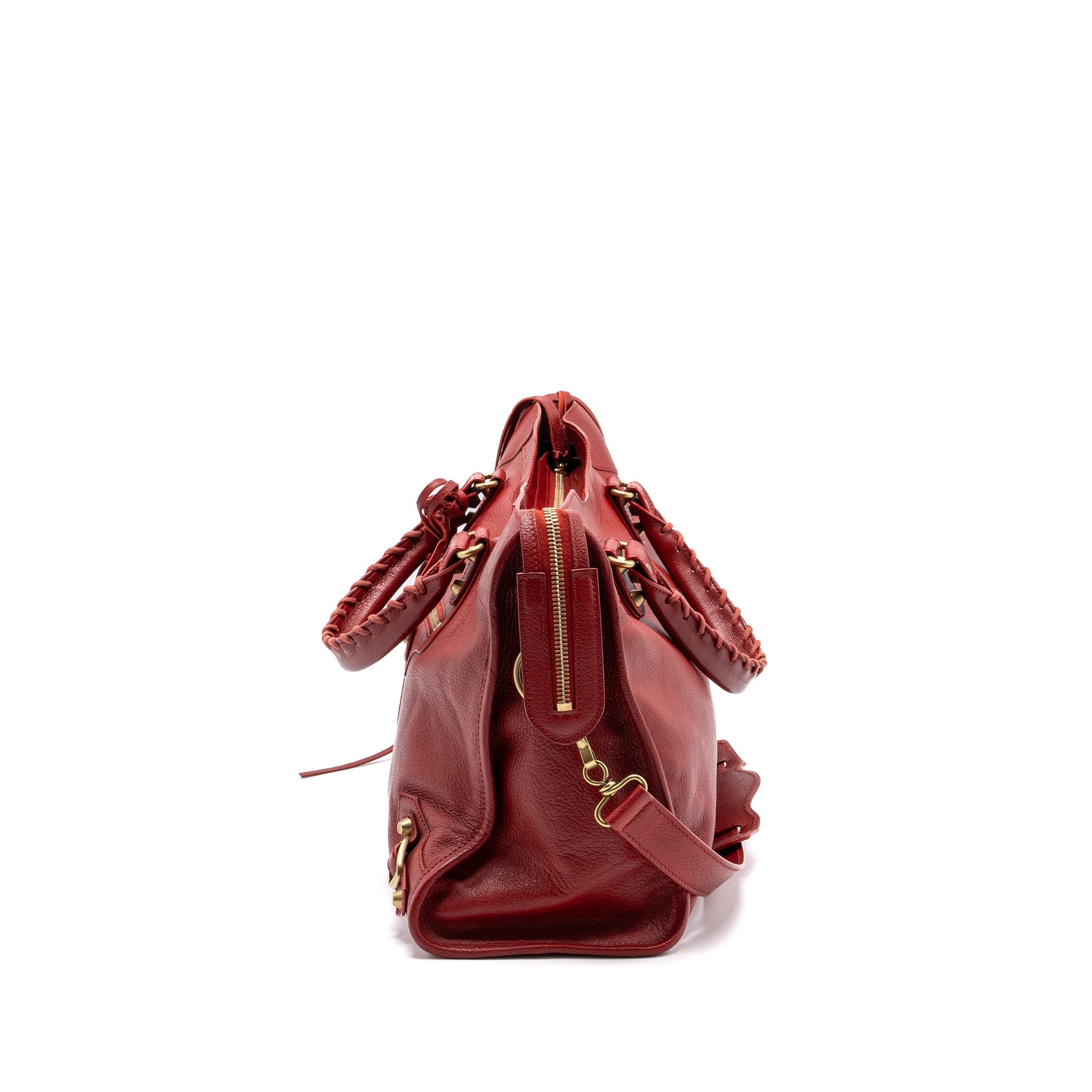 BALENCIAGA CITY BAG LEATHER RED LGHW