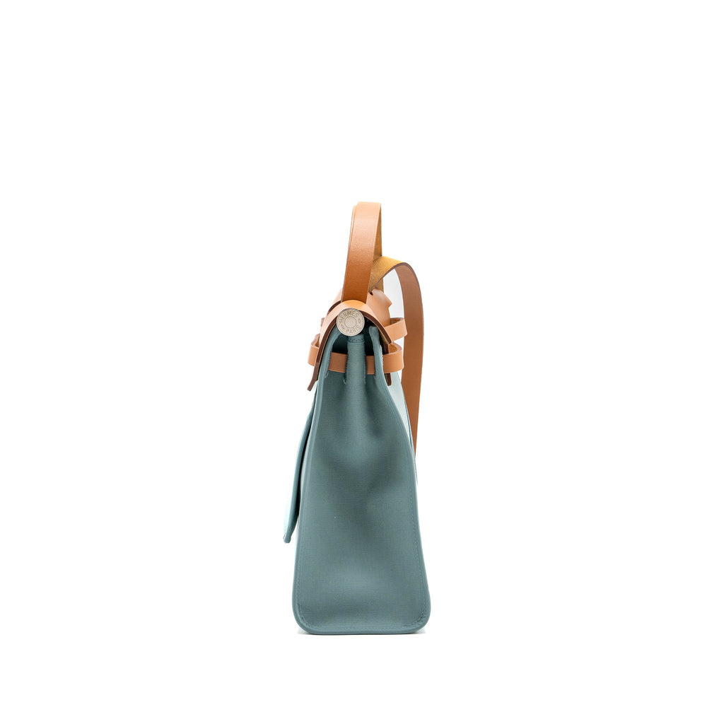 HERMES HERBAG 31 ZIP BAG LIGHT BLUE HUNTER/CANVAS SHW
