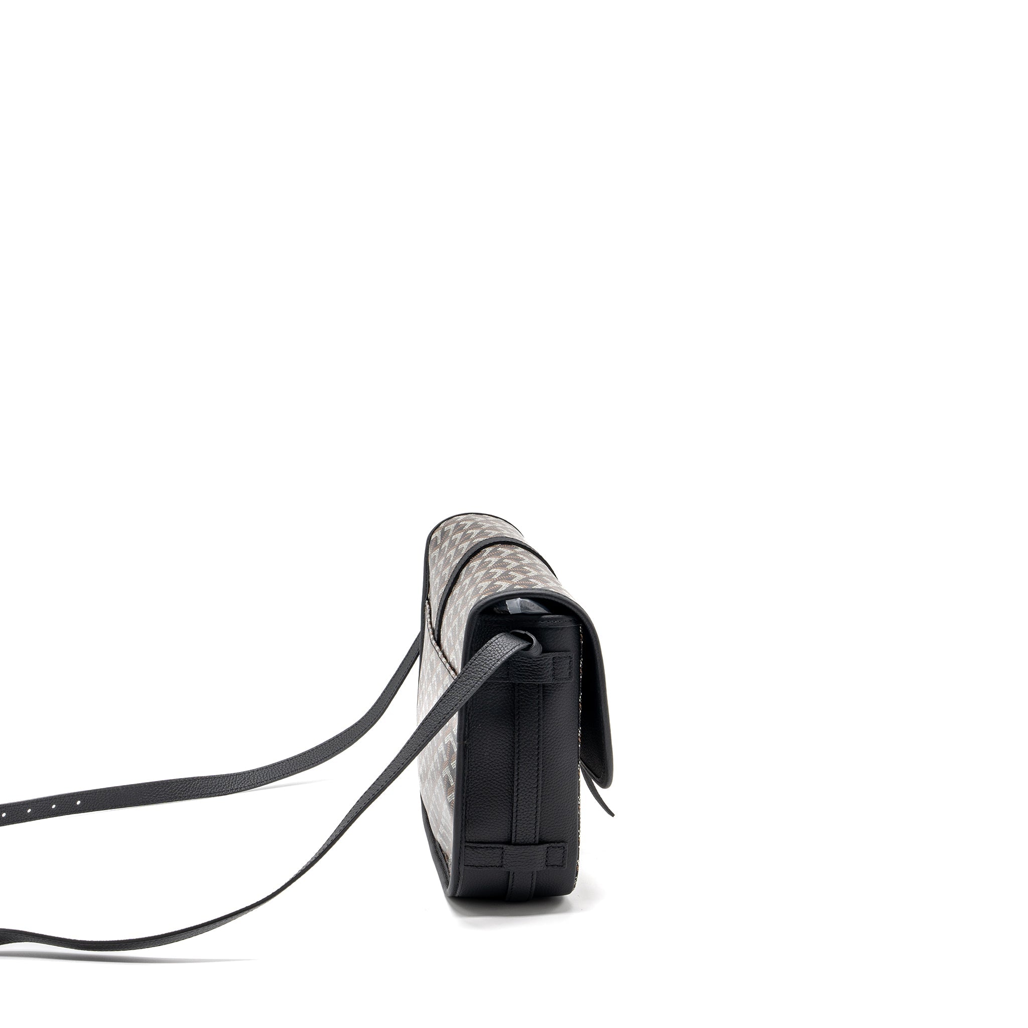 GOYARD BELVEDERE MM MESSANGER BAG GOYARDLINE CANVAS / CALFSKIN BLACK SHW