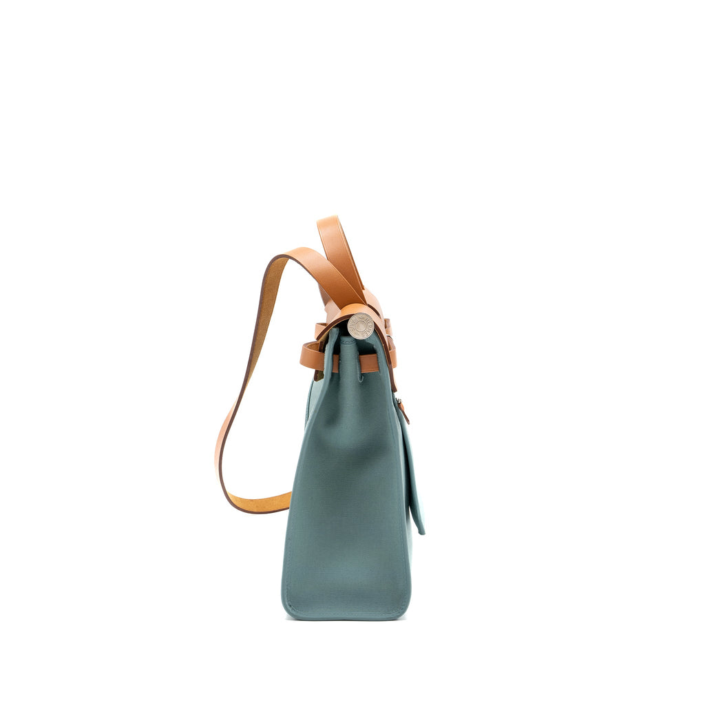 HERMES HERBAG 31 ZIP BAG LIGHT BLUE HUNTER/CANVAS SHW