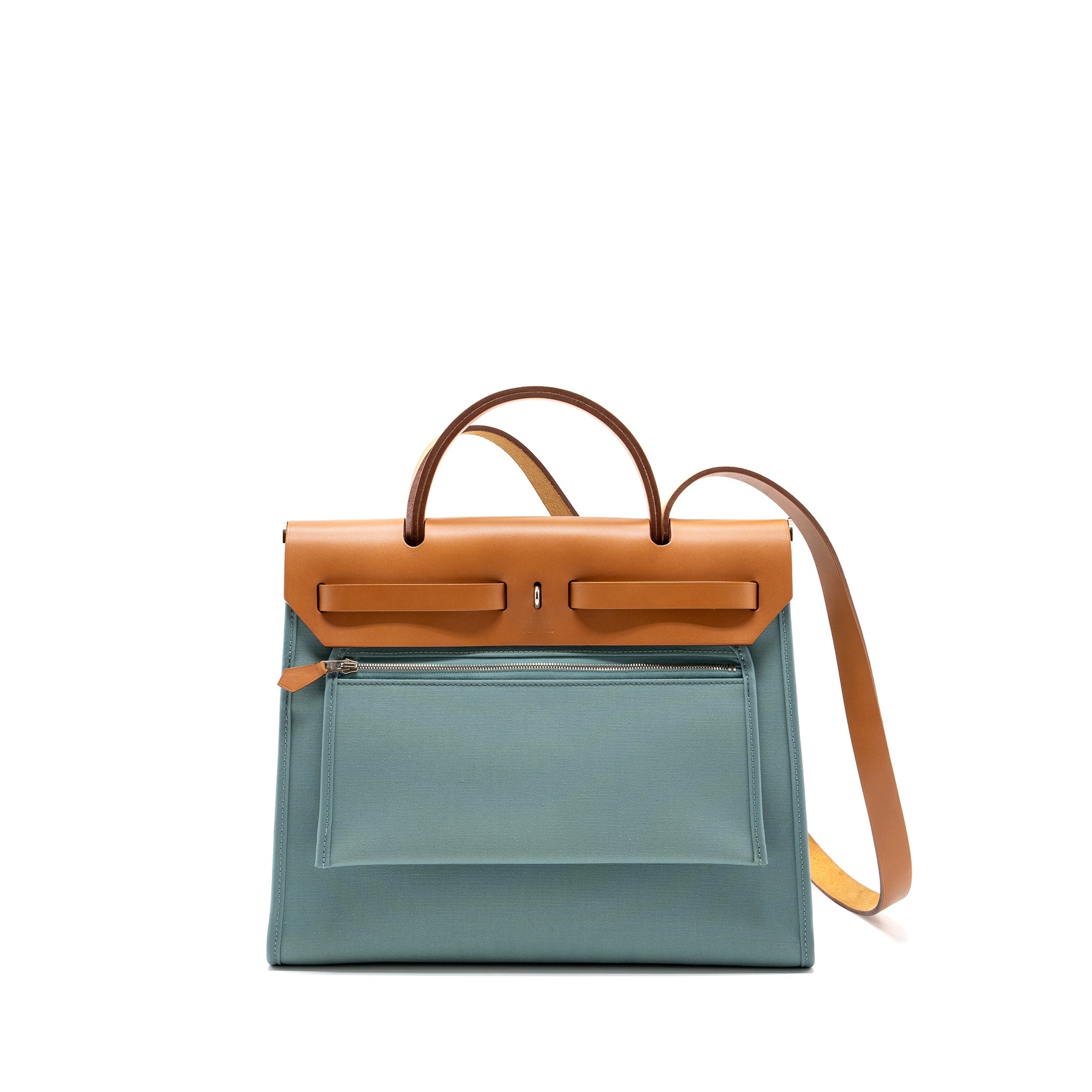 HERMES HERBAG 31 ZIP BAG LIGHT BLUE HUNTER/CANVAS SHW