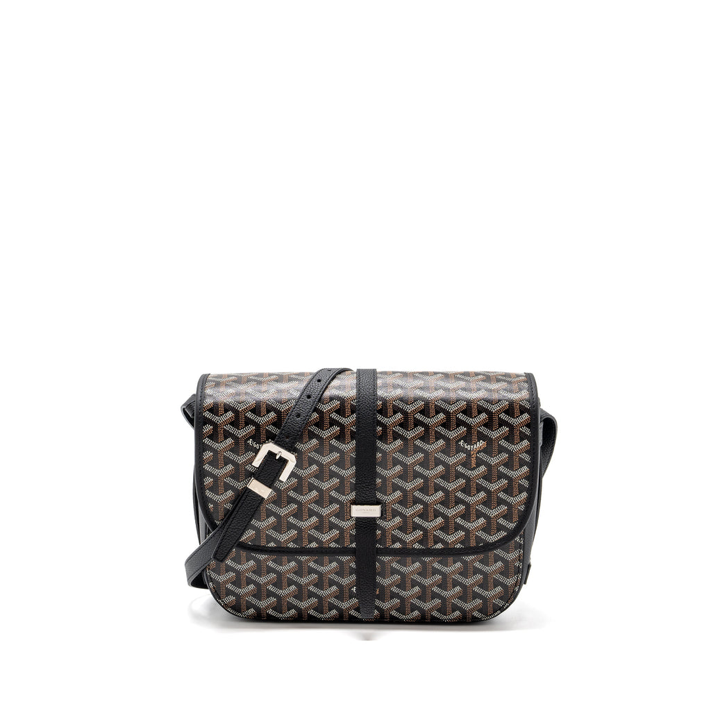 GOYARD BELVEDERE MM MESSANGER BAG GOYARDLINE CANVAS / CALFSKIN BLACK SHW