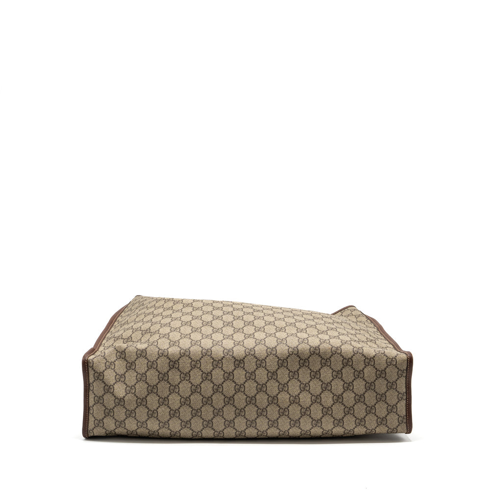 GUCCI LARGE SHOPPING TOTE BAG GG SUPREME CANVAS / BROWN GHW