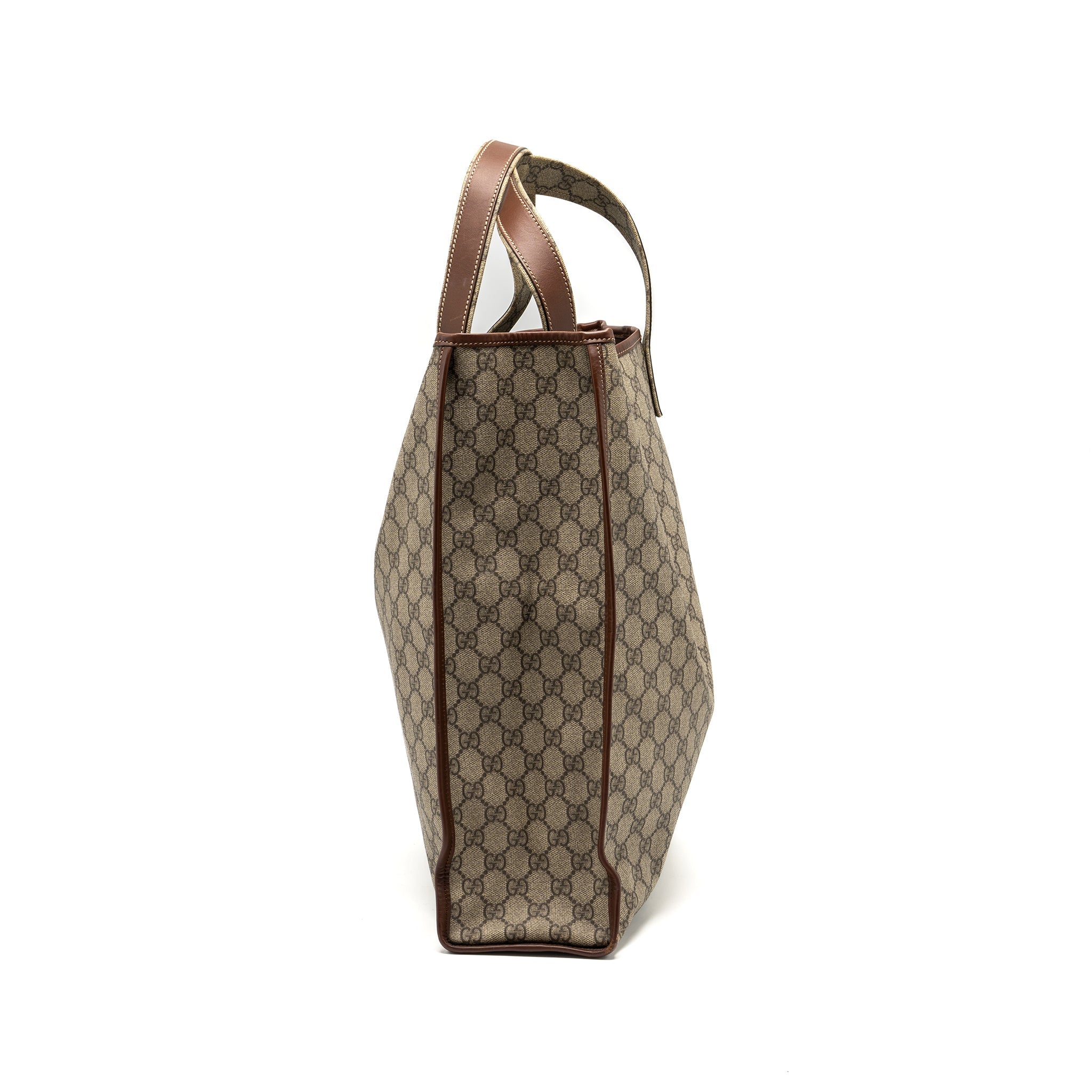 GUCCI LARGE SHOPPING TOTE BAG GG SUPREME CANVAS / BROWN GHW