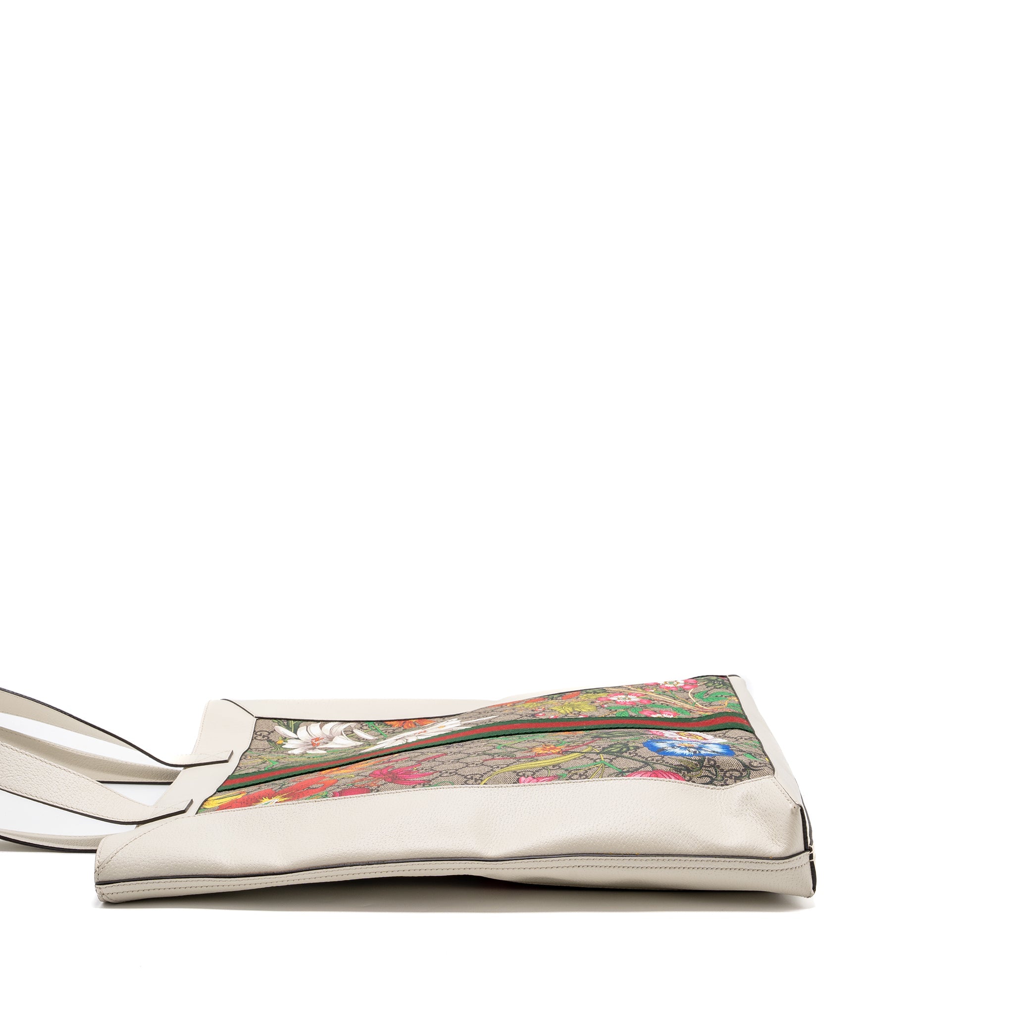 GUCCI OPHIDIA GG LEATHER TRIMMED FLORA PRINTED COATED CANVAS TOTE MULITCOLOUR GHW