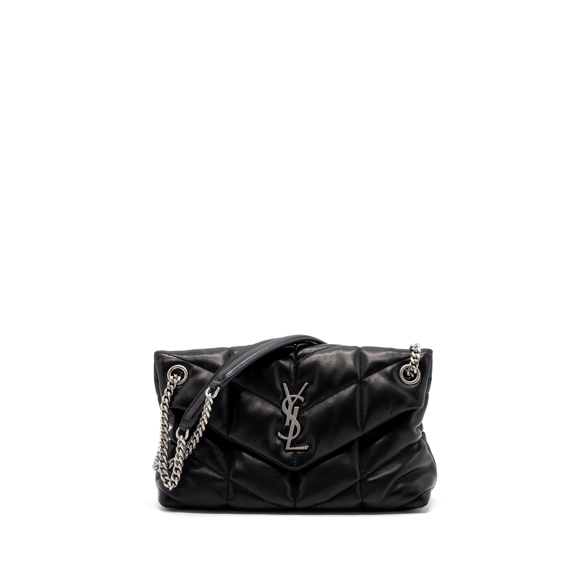 SAINT LAURENT SMALL PUFFER LAMBSKIN BLACK SHW